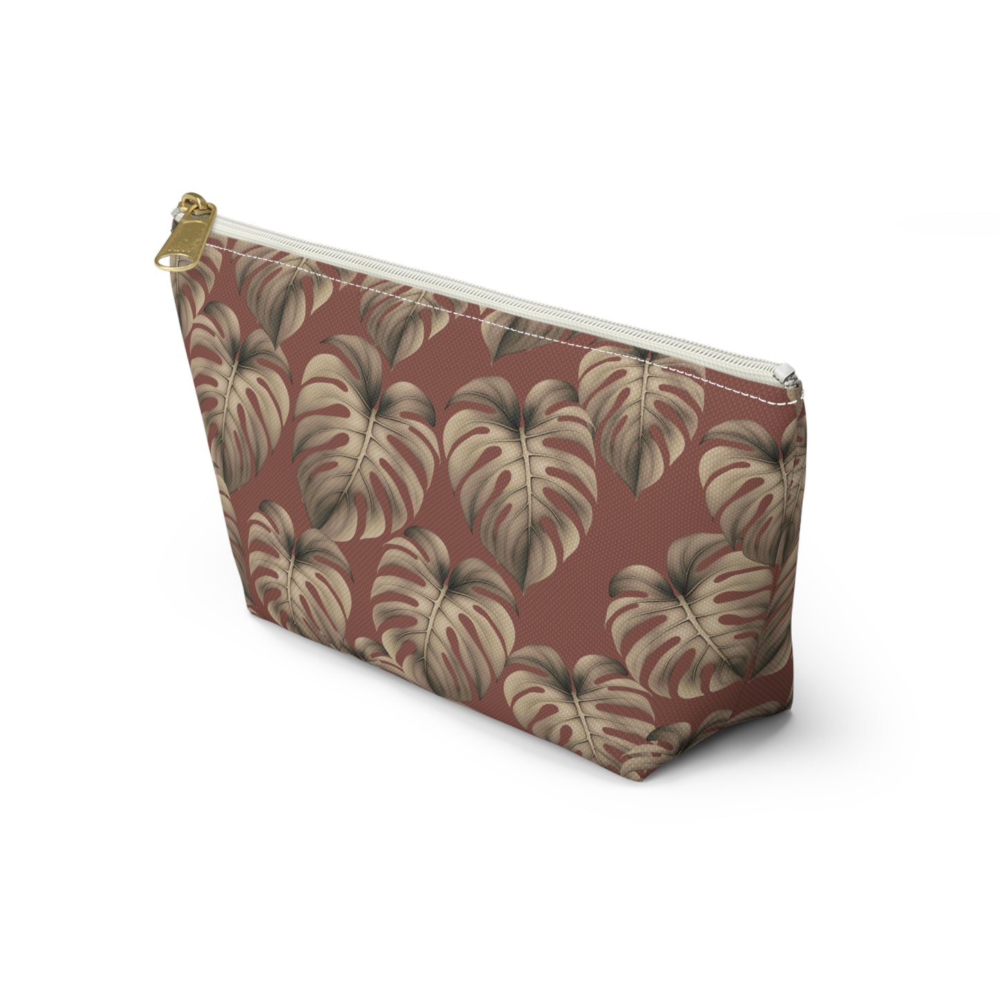 Monstera Mauve Hawaiian Print - Accessory Pouch w T-bottom