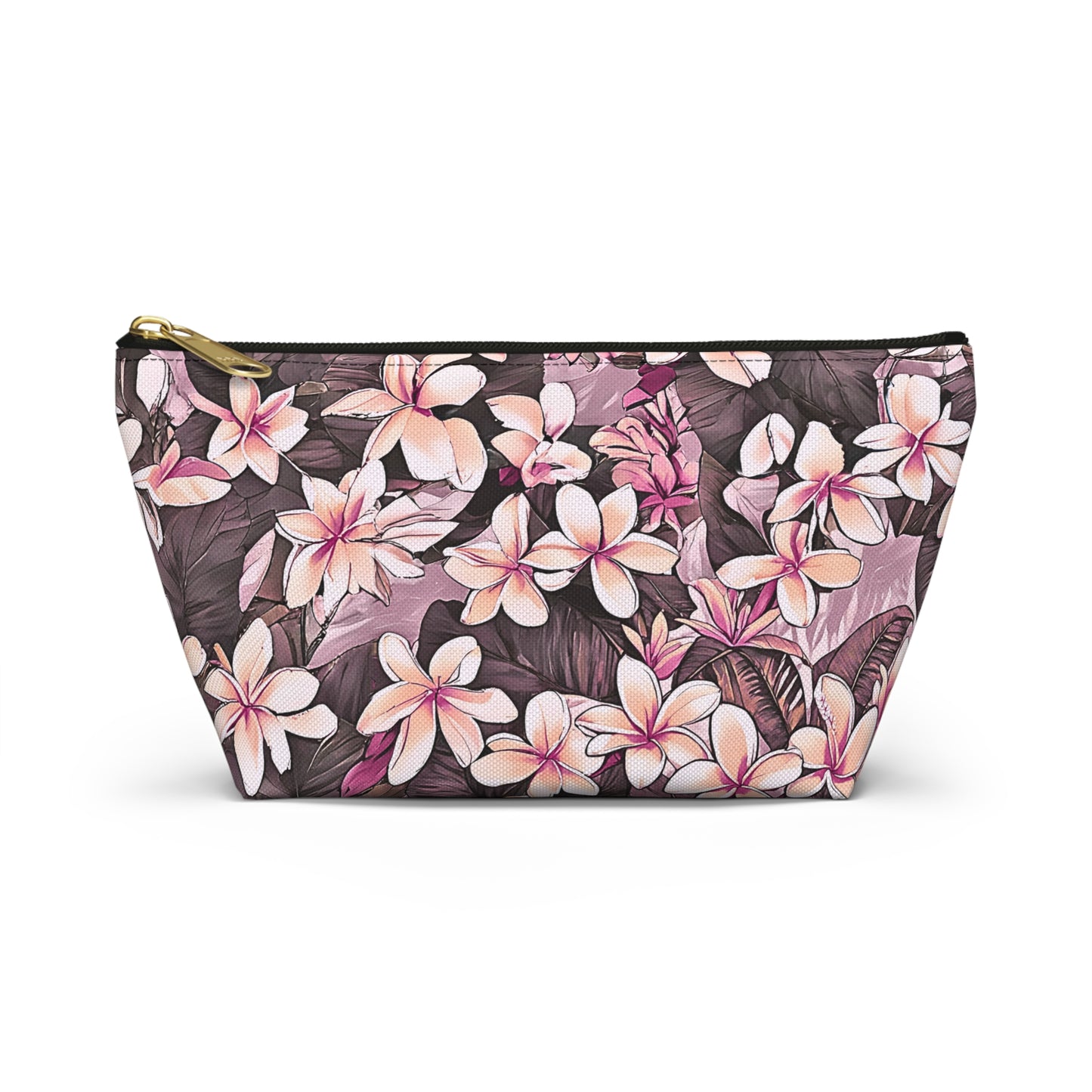 Plumeria Hawaiian Tropical Print Pink Tones - Accessory Pouch w T-bottom