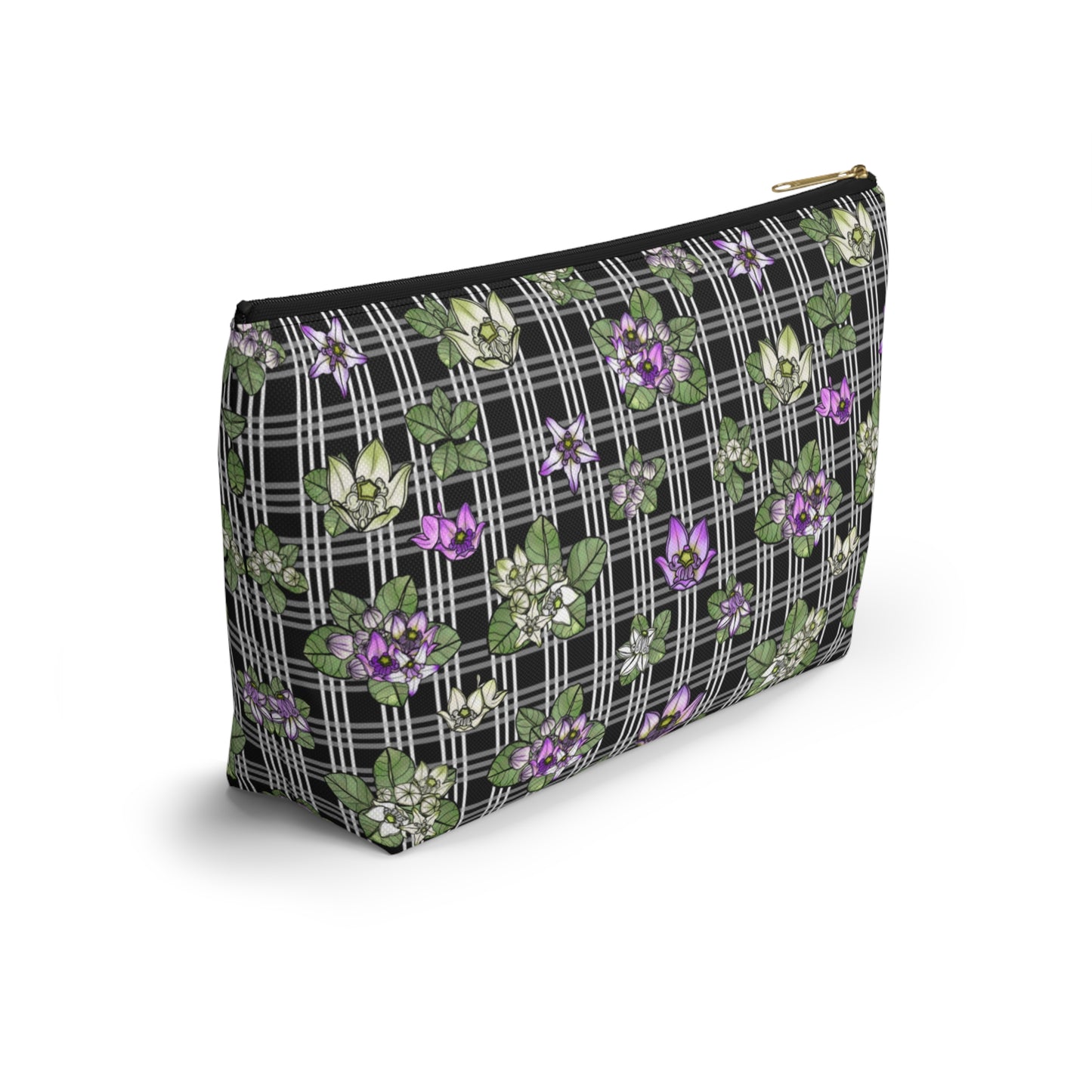 Pua Kalaunu and Palaka Hawaiian Print Accessory Pouch w T-bottom