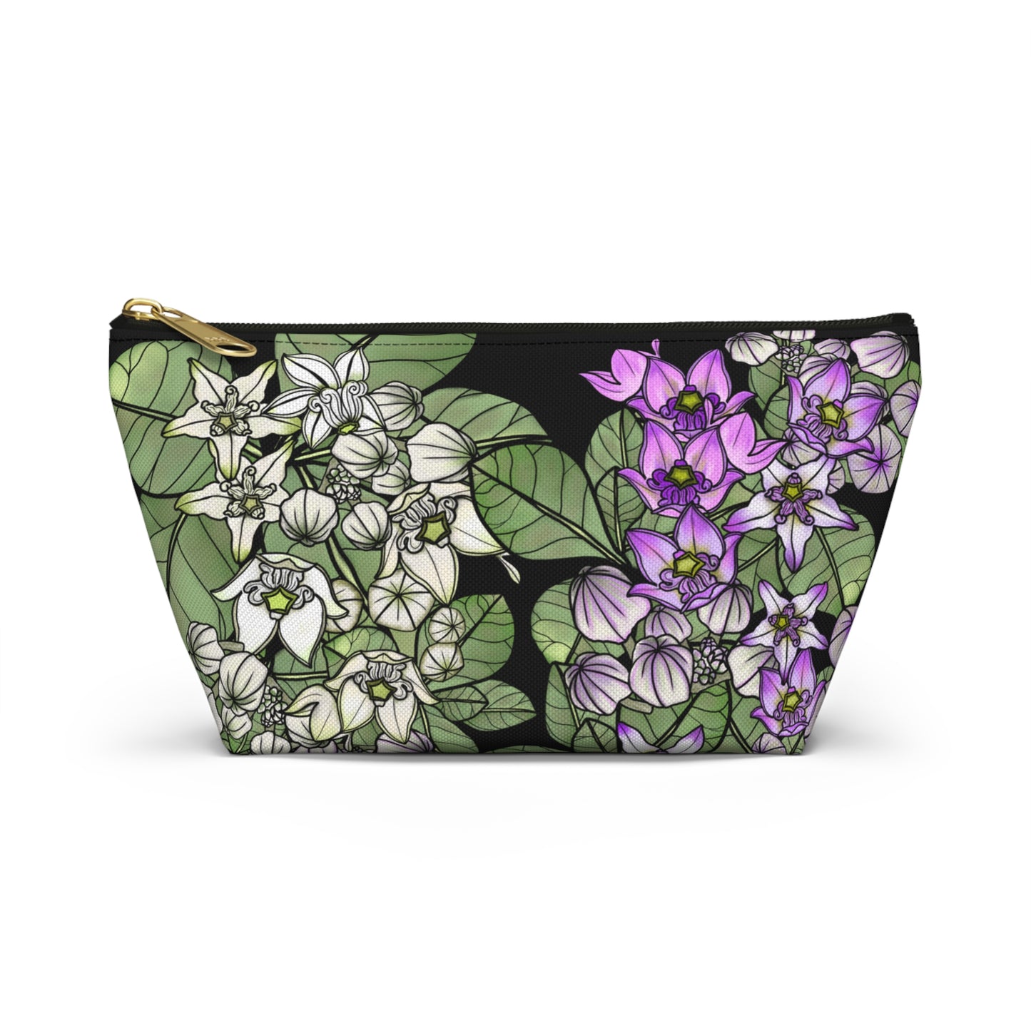 Pua Kalaunu Crown Flower Hawaiian Print - Accessory Pouch w T-bottom (purple & white flowers)