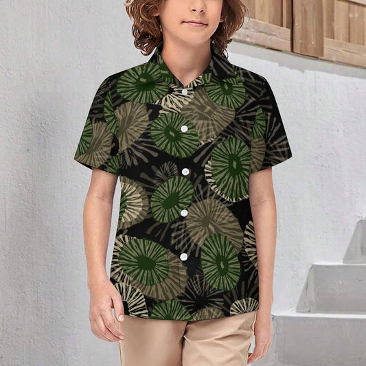 'Opihi Camouflage Hawaiian Print - Keiki Aloha Shirt