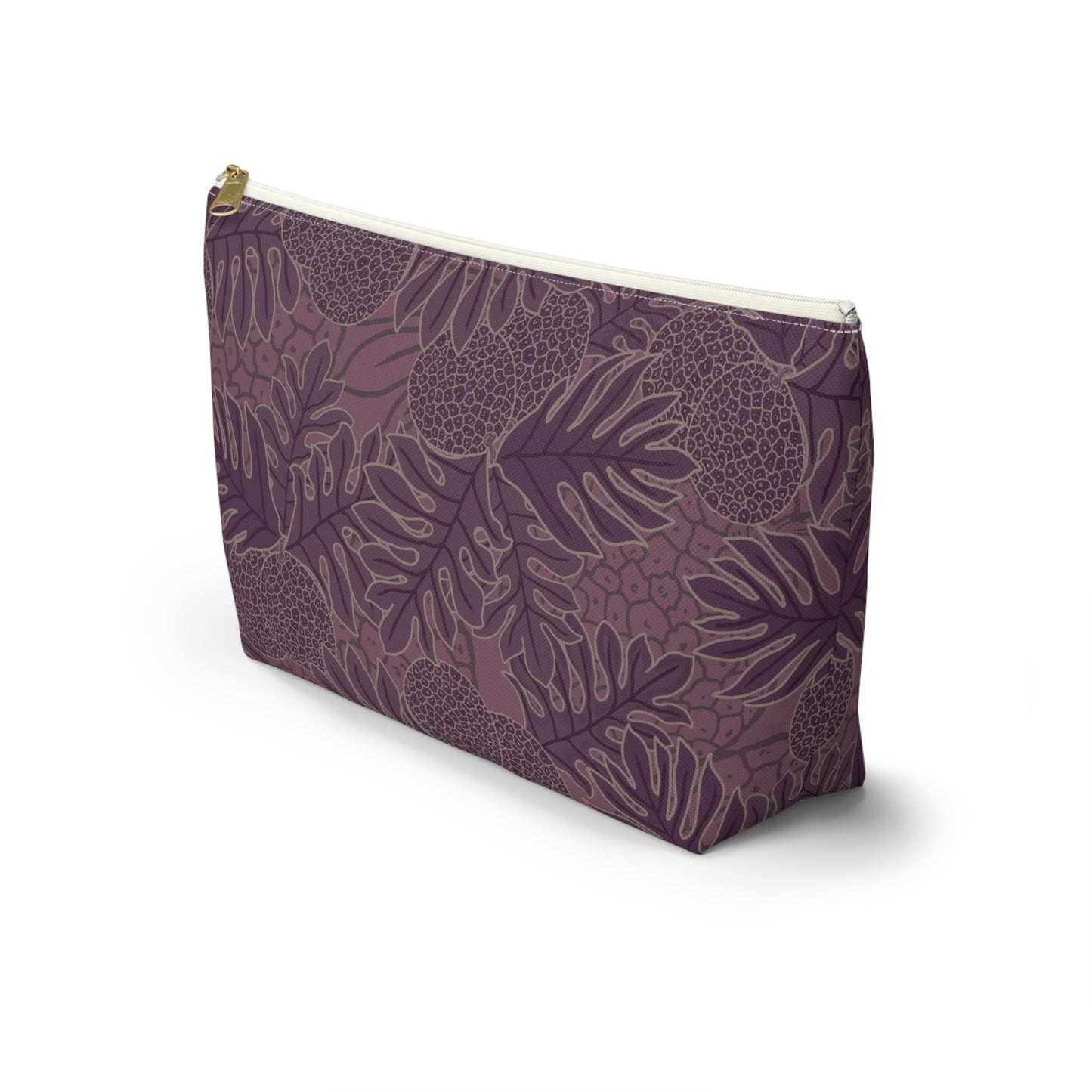 Ulu Breadfruit Hawaiian Print Purple - Accessory Pouch w T-bottom