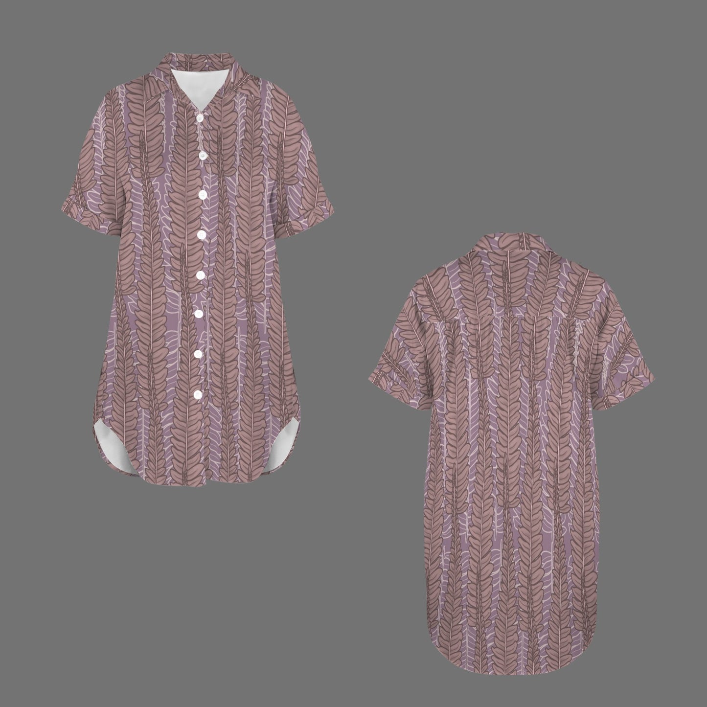Hapu'u Fern Lavender Short Sleeve Button Front Shirt