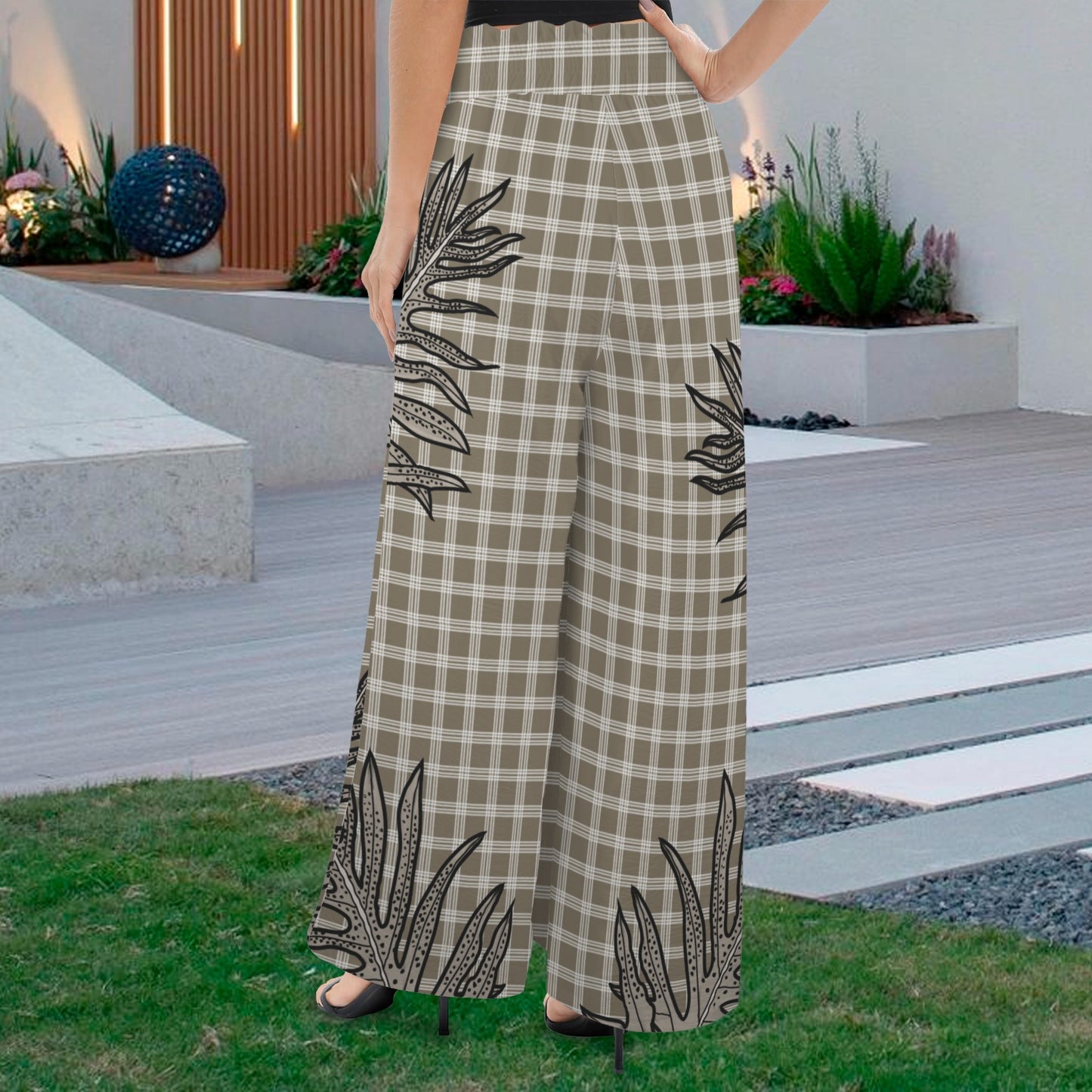 Makamae Elastic Waist Wide Leg Pants - Palaka and Laua'e in Taupe