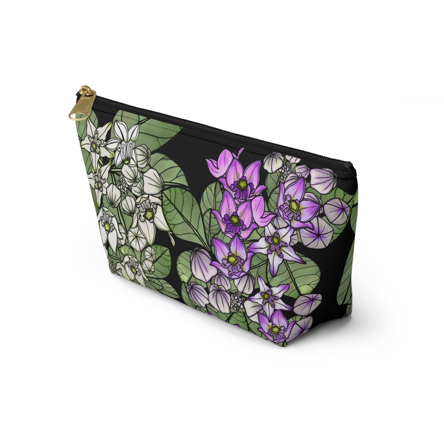 Pua Kalaunu Crown Flower Hawaiian Print - Accessory Pouch w T-bottom (purple & white flowers)