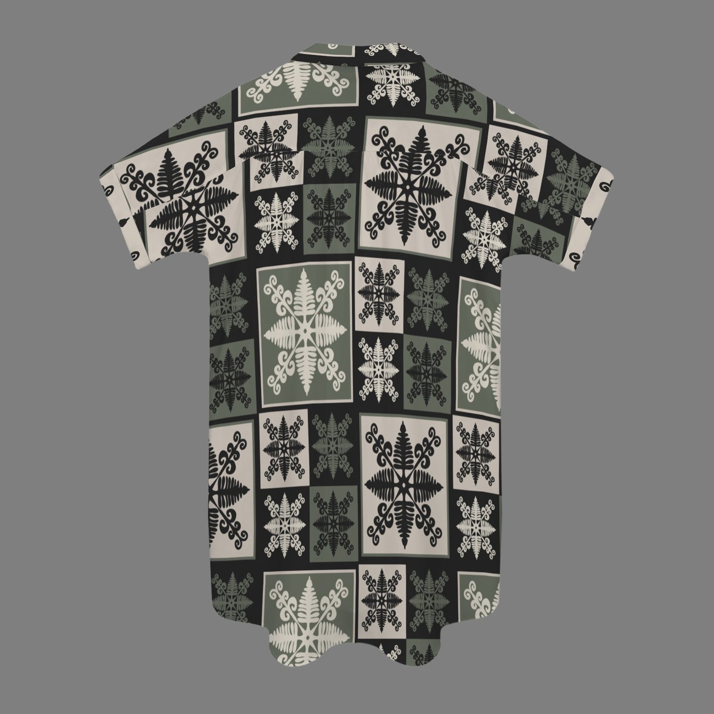 Nani 2.0 Hawaiian Fern Kapa Kuiki Block Print Dress - Green