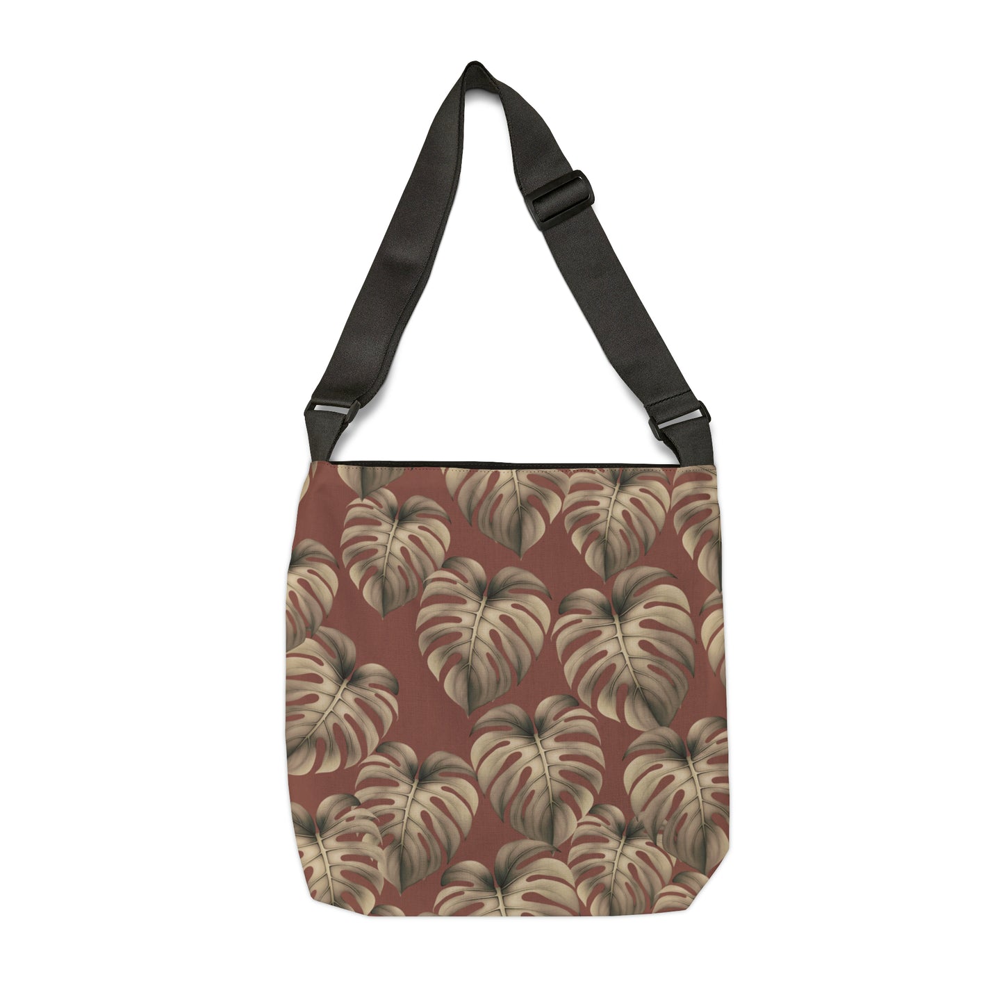 Monstera Mauve Hawaiian Print Ajustable Tote Bag