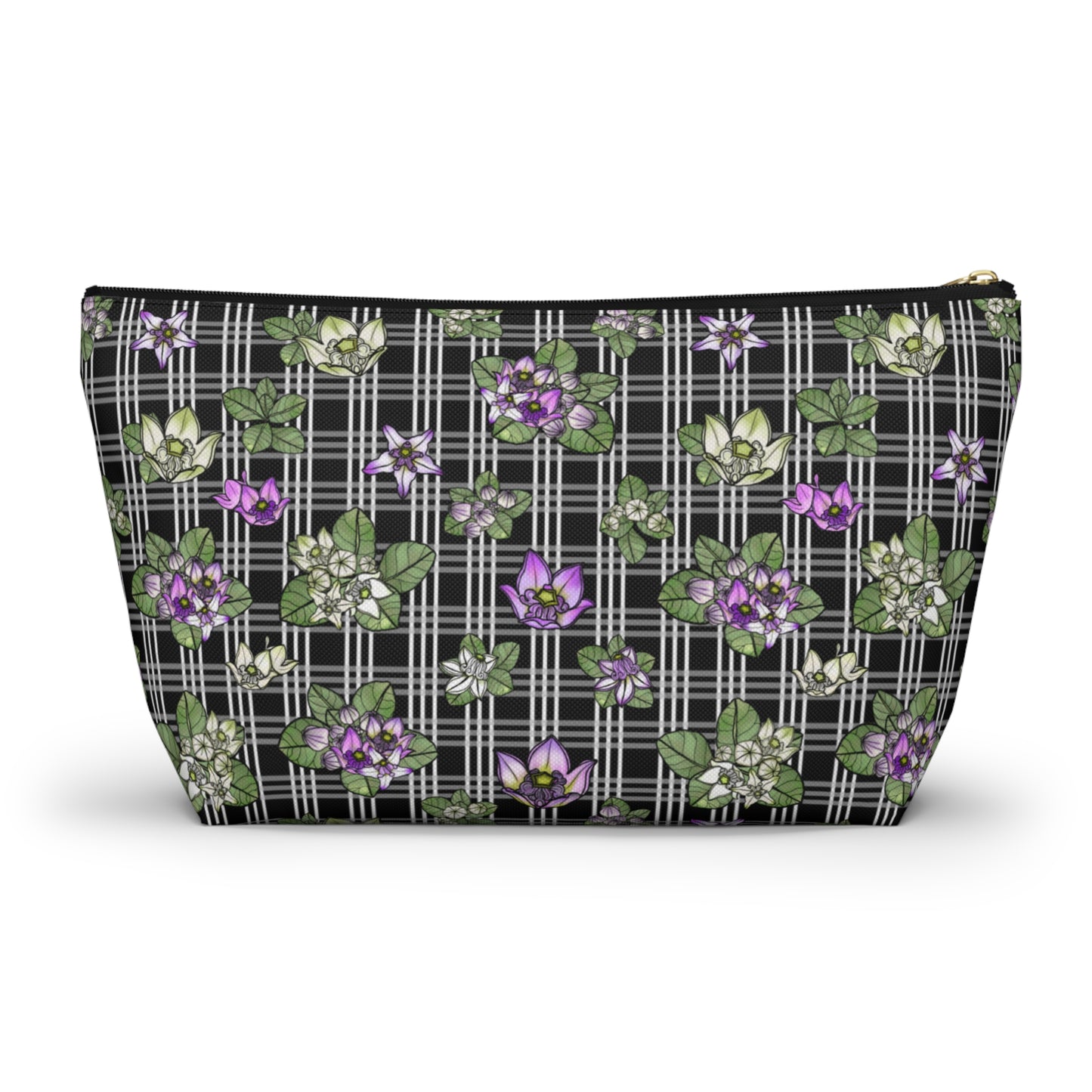 Pua Kalaunu and Palaka Hawaiian Print Accessory Pouch w T-bottom