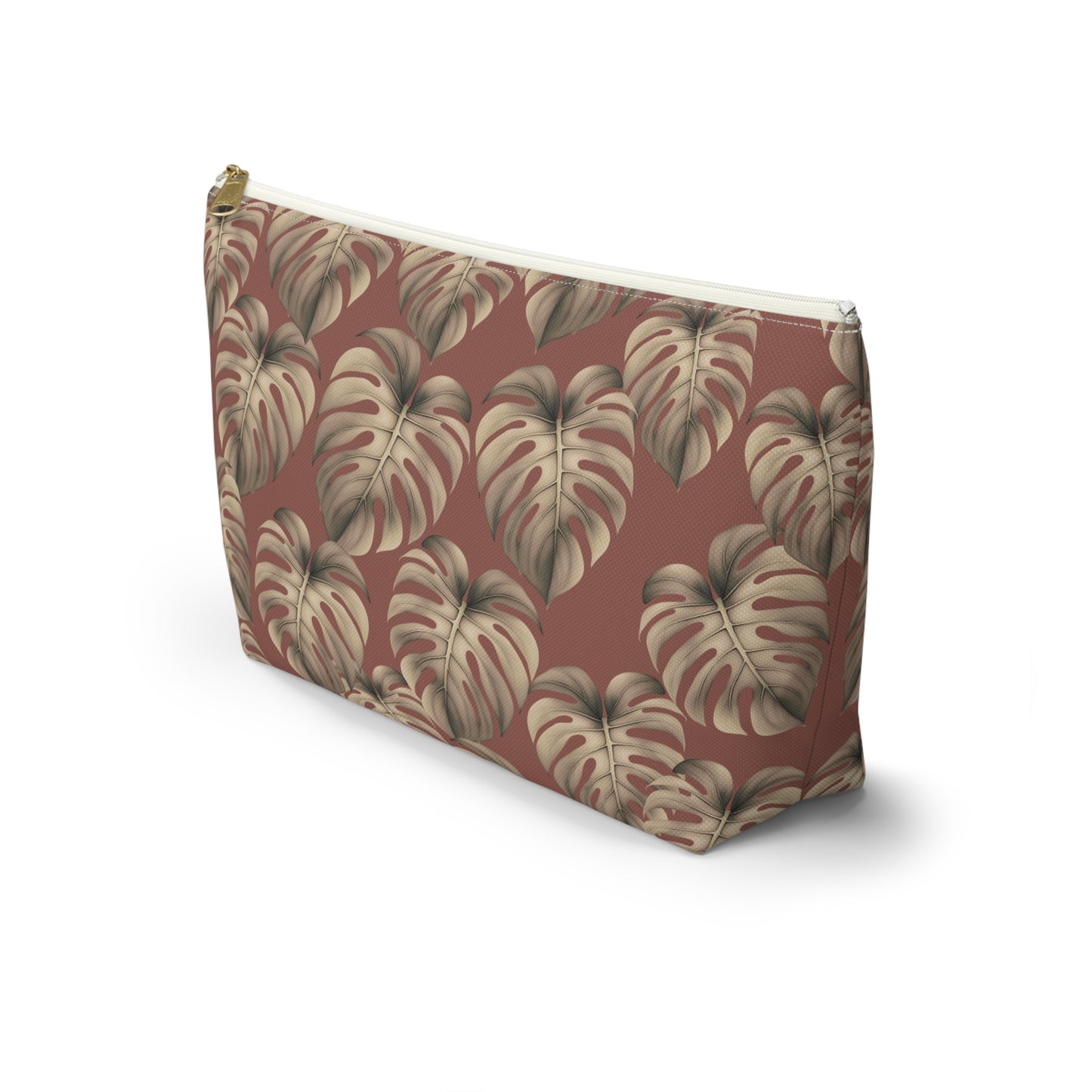Monstera Mauve Hawaiian Print - Accessory Pouch w T-bottom