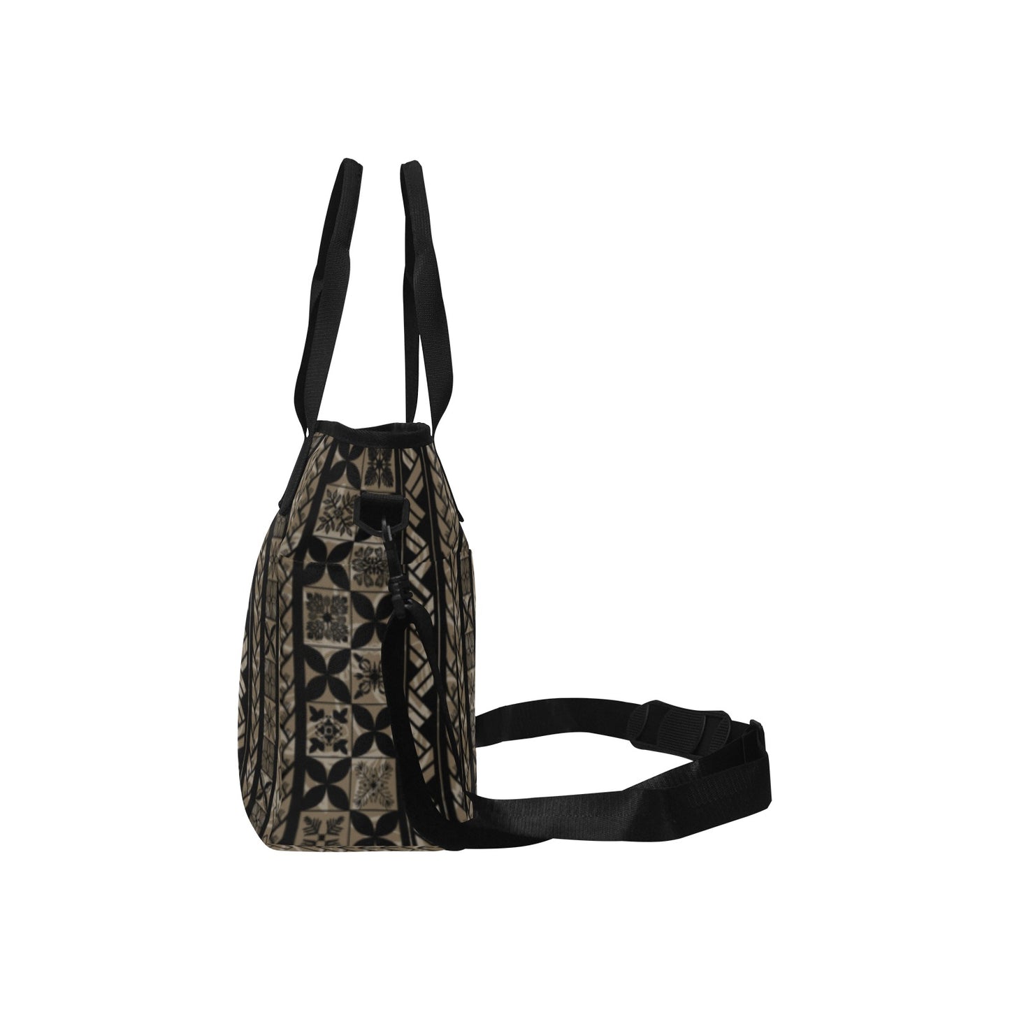 Hawaiian Kapa Kākau Quilt Print Tote Bag Crossbody with Shoulder Strap