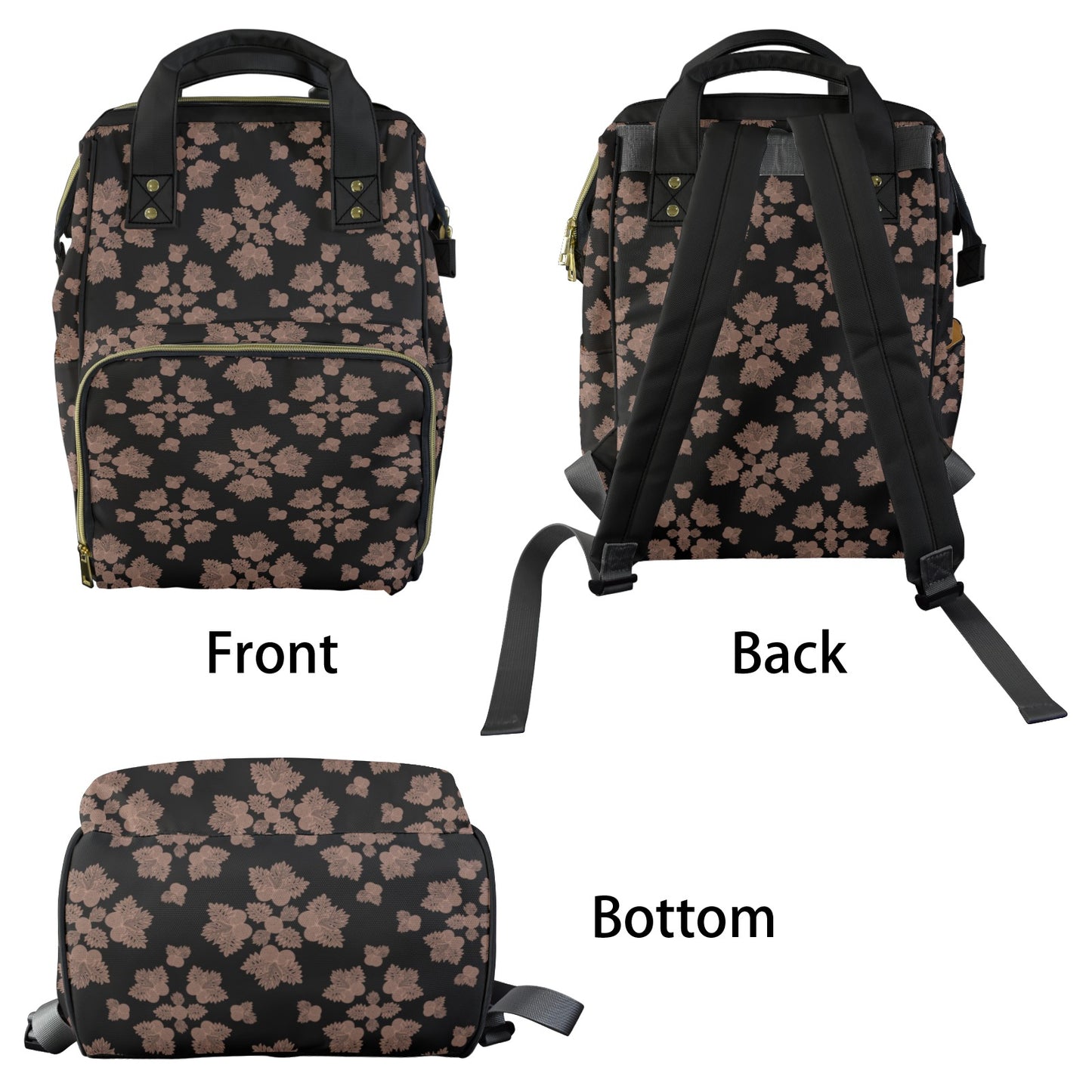 Ulu Quilt Hawaiian Print Multi-Function Backpack 2.0 - Mocha and Black