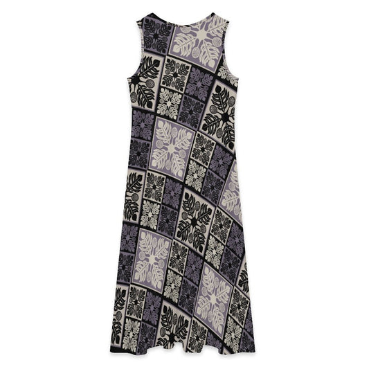 Ulu Breadfruit Kapa Kuiki Hawaiian Quilt Block Print Womenʻs Sleeveless Dress