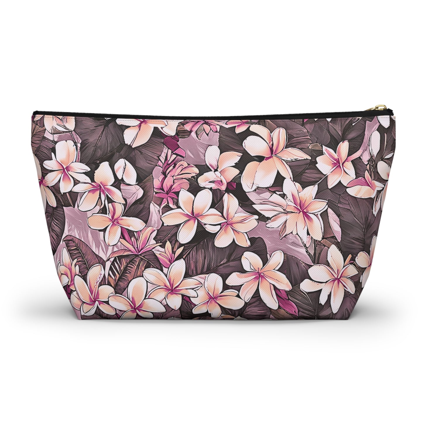 Plumeria Hawaiian Tropical Print Pink Tones - Accessory Pouch w T-bottom