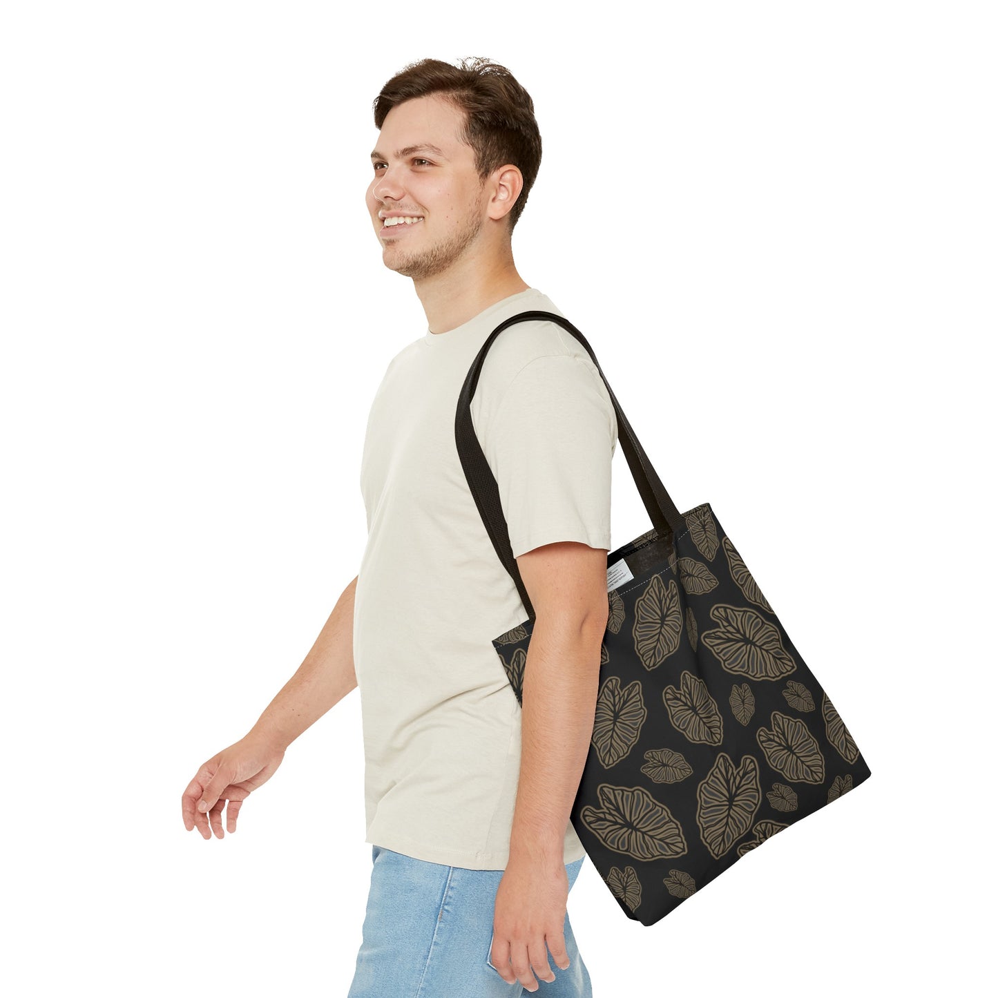 Kalo Taro Hawaiian Print Tote Bag - Black and Brown