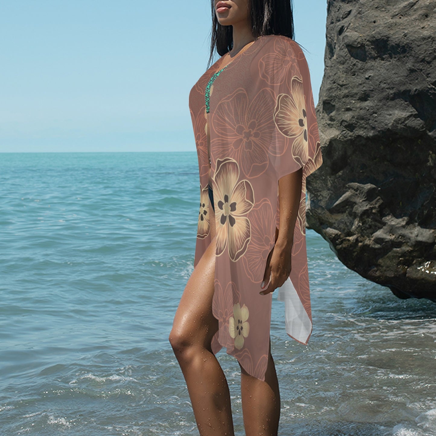 Hau Flower Long Kimono Soft Dusty Tones