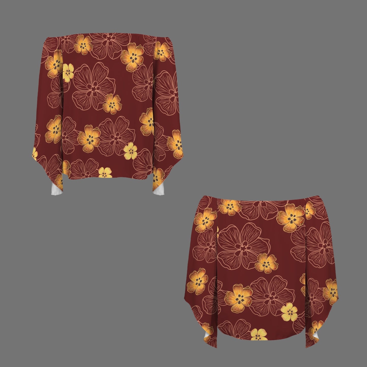 Hau Ula'ula Off Shoulder Trumpet Sleeve Blouse