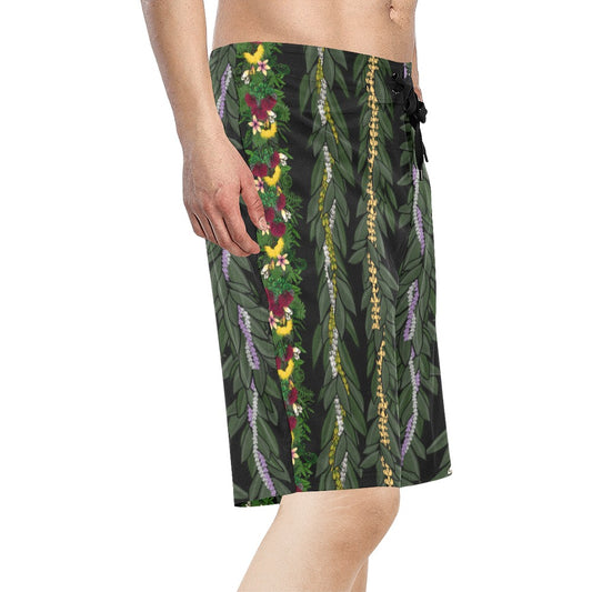 He'enalu Board Shorts - Haku Lei Hawaiian Print