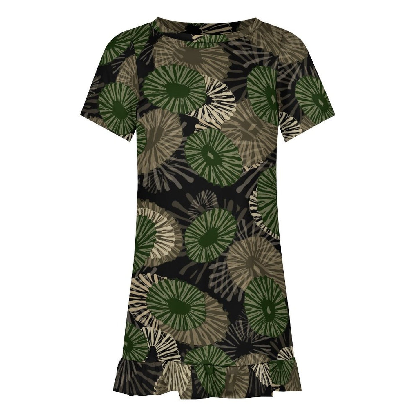 Girl's Short Sleeve Dress - 'Opihi Hawaiian Print Keiki, Camouflage