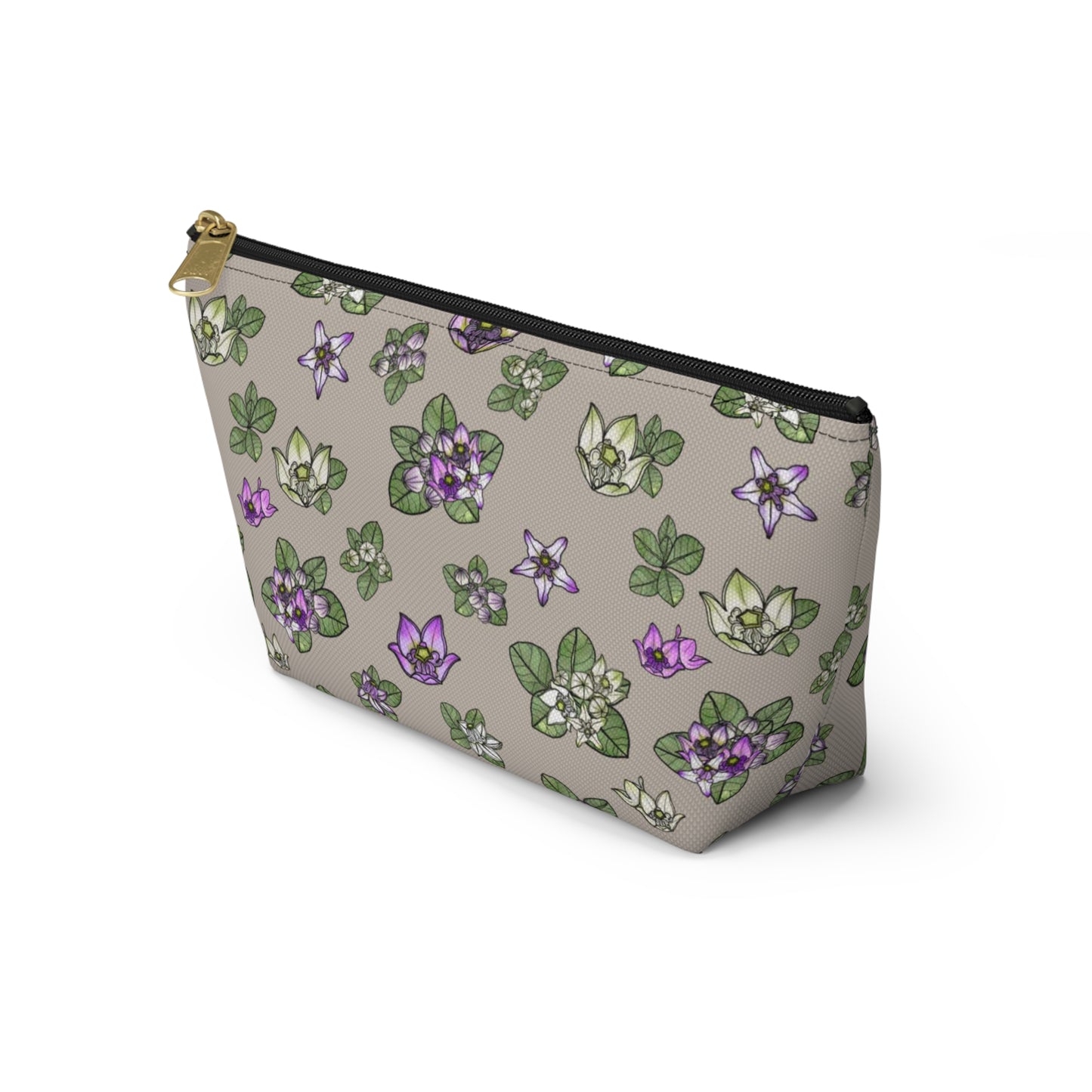 Pua Kalaunu Crown Flower Hawaiian Print Accessory Pouch w T-bottom