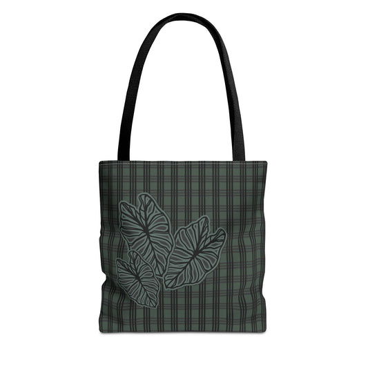 Kalo and Palaka Hawaiian Print Tote Back - Teal
