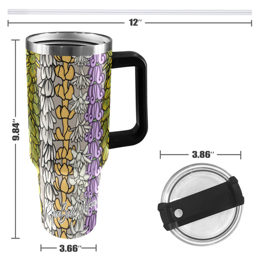 Hawaiian Lei 40oz Tumbler with Black Handle