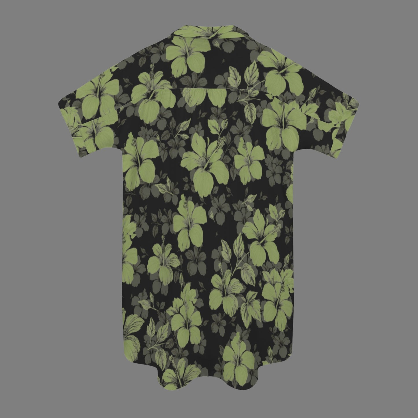 Nani 2.0 Button Down Dress - Koki'o Hibiscus Print in Green and Black