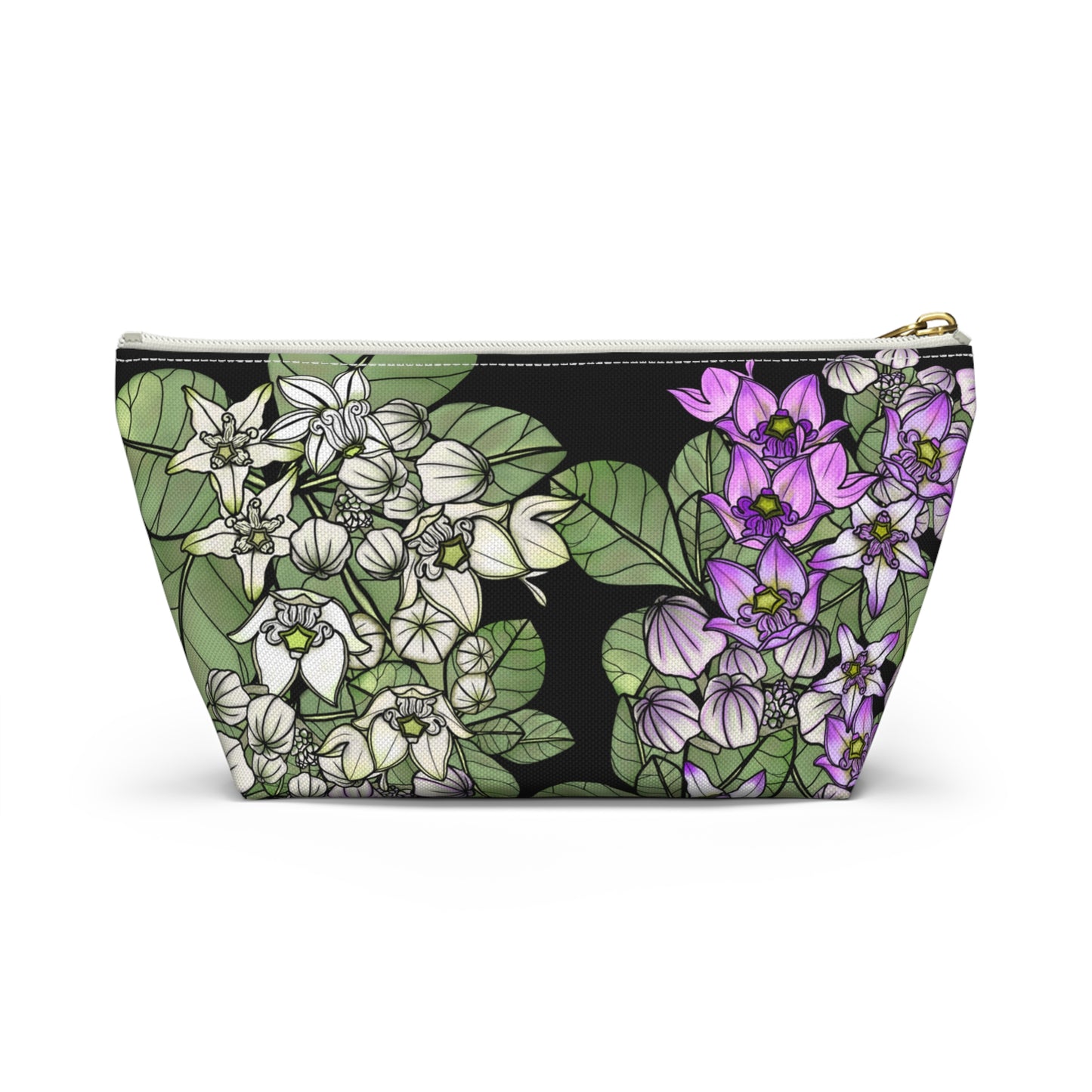 Pua Kalaunu Crown Flower Hawaiian Print - Accessory Pouch w T-bottom (purple & white flowers)