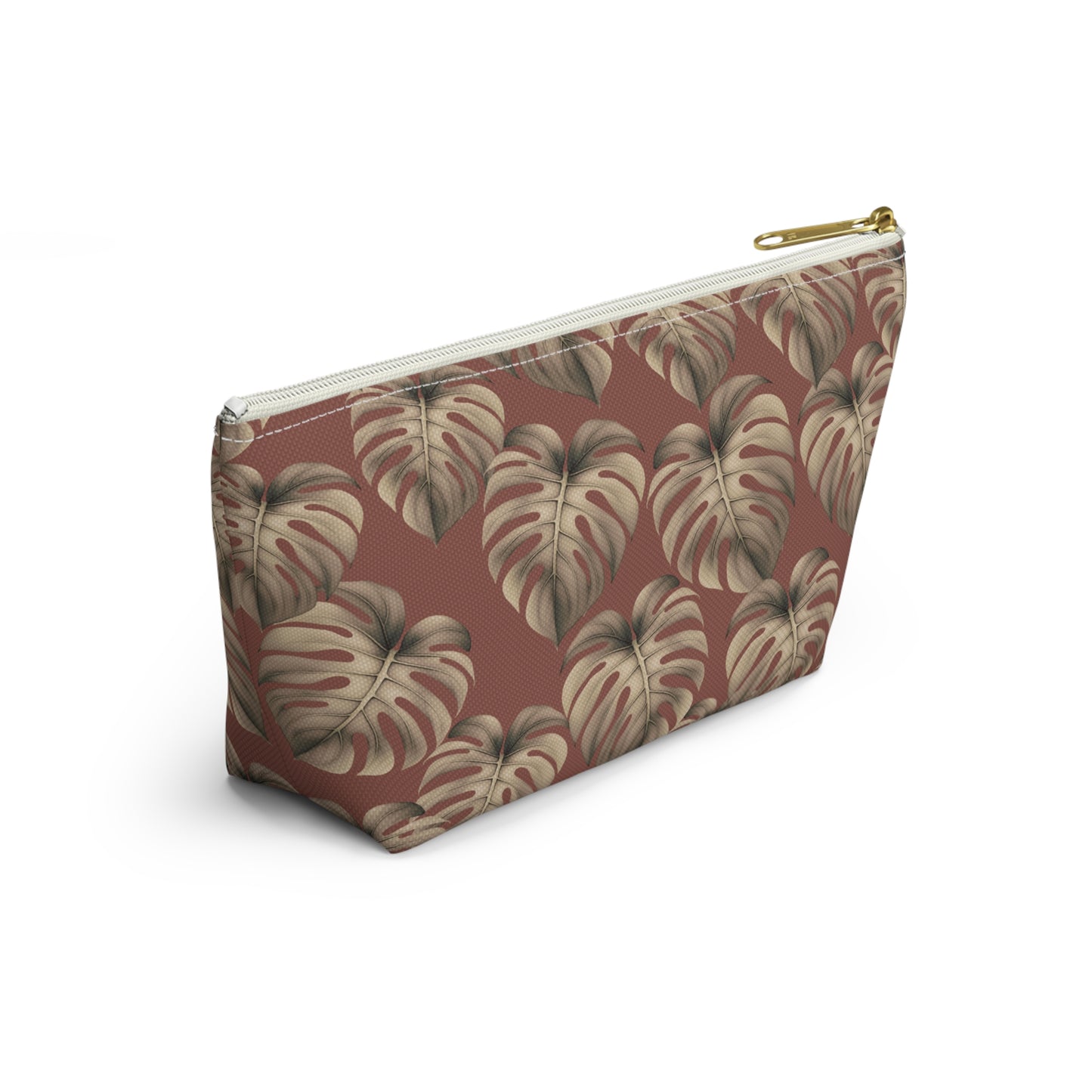 Monstera Mauve Hawaiian Print - Accessory Pouch w T-bottom