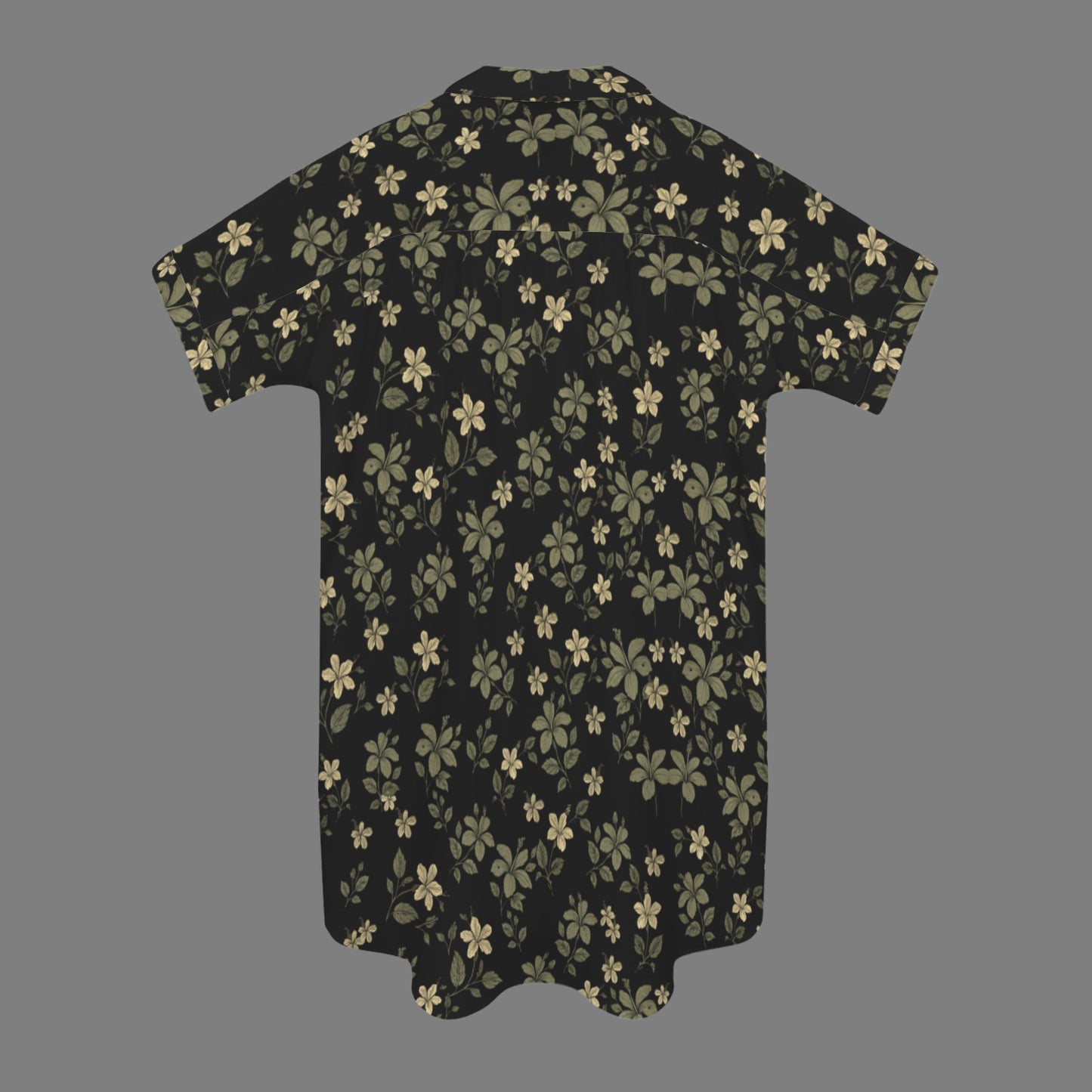 Nani 2.0 Button Down Dress - Koki'o Hibiscus Print in Black and Green