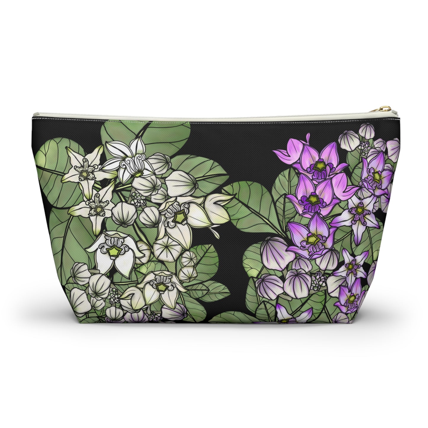 Pua Kalaunu Crown Flower Hawaiian Print - Accessory Pouch w T-bottom (purple & white flowers)