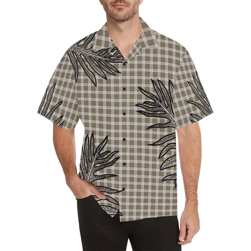Palaka and Laua'e - Menʻs Aloha Shirt, Taupe Hawaiian Shirt