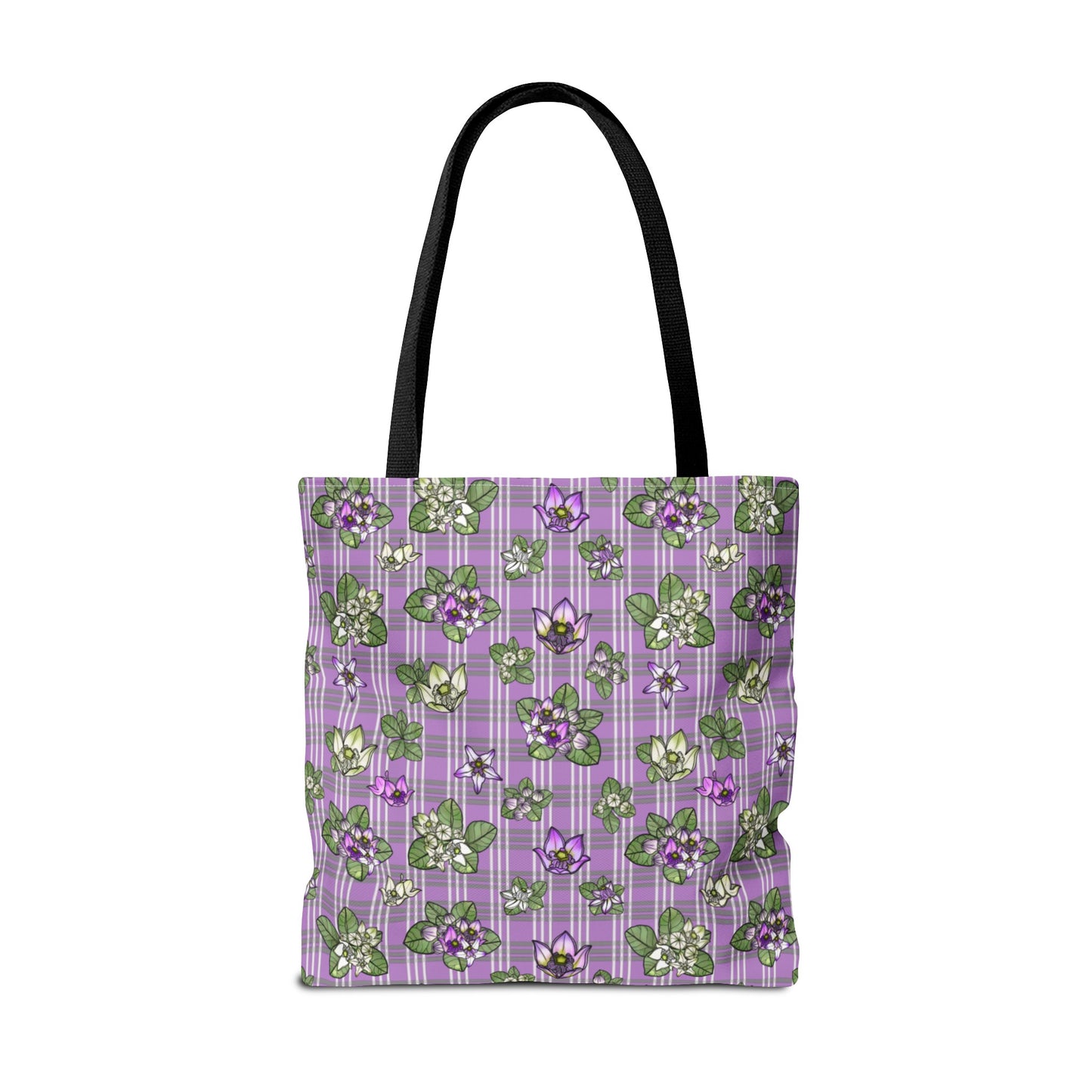 Pua Kalaunu and Palaka Hawaiian Print Tote Bag (purple)