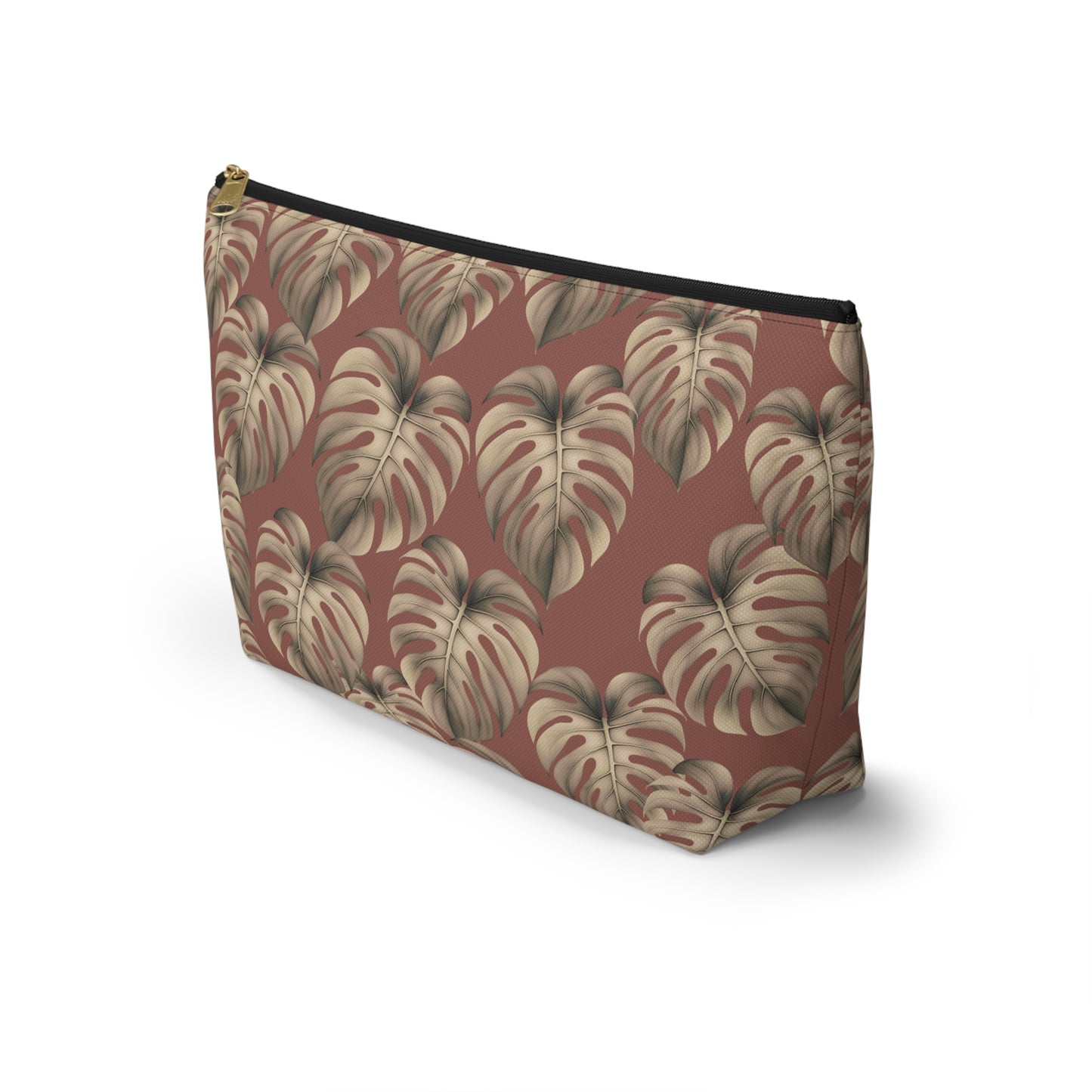 Monstera Mauve Hawaiian Print - Accessory Pouch w T-bottom