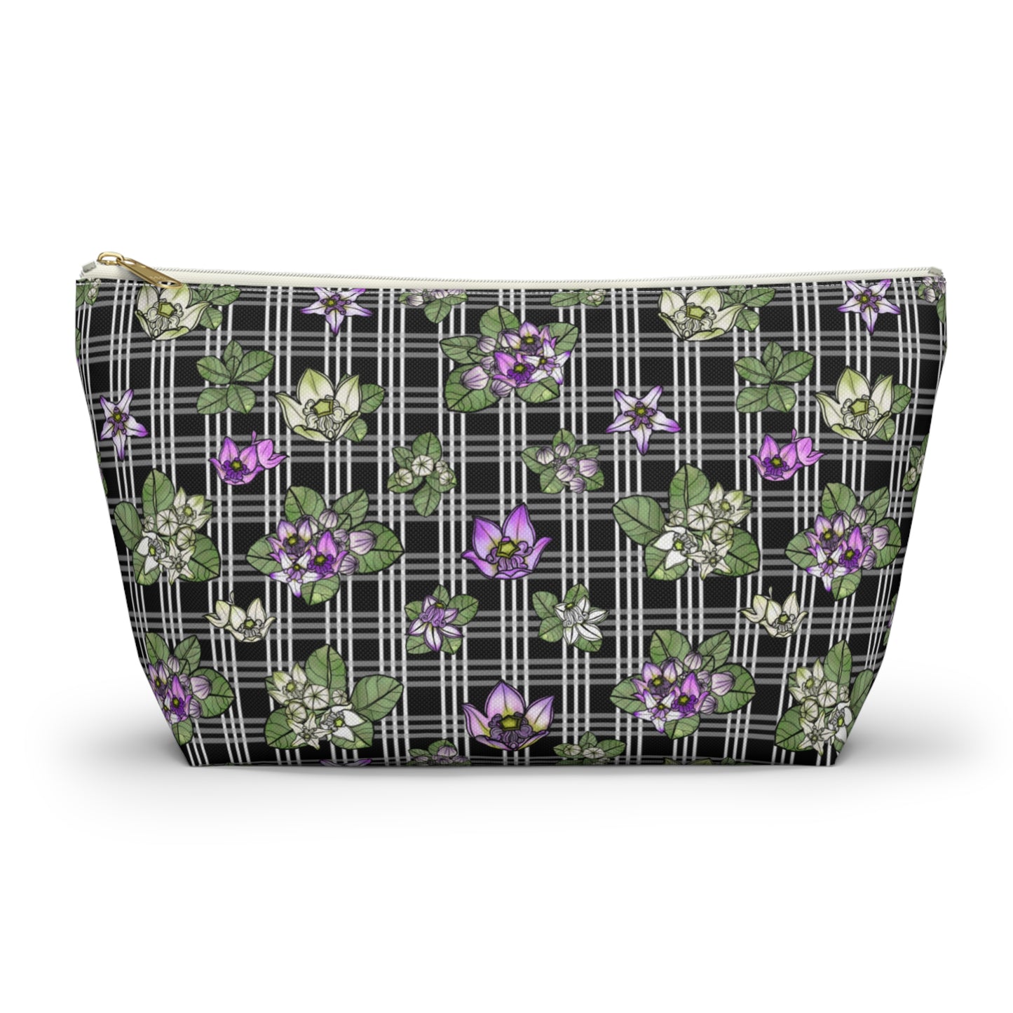 Pua Kalaunu and Palaka Hawaiian Print Accessory Pouch w T-bottom