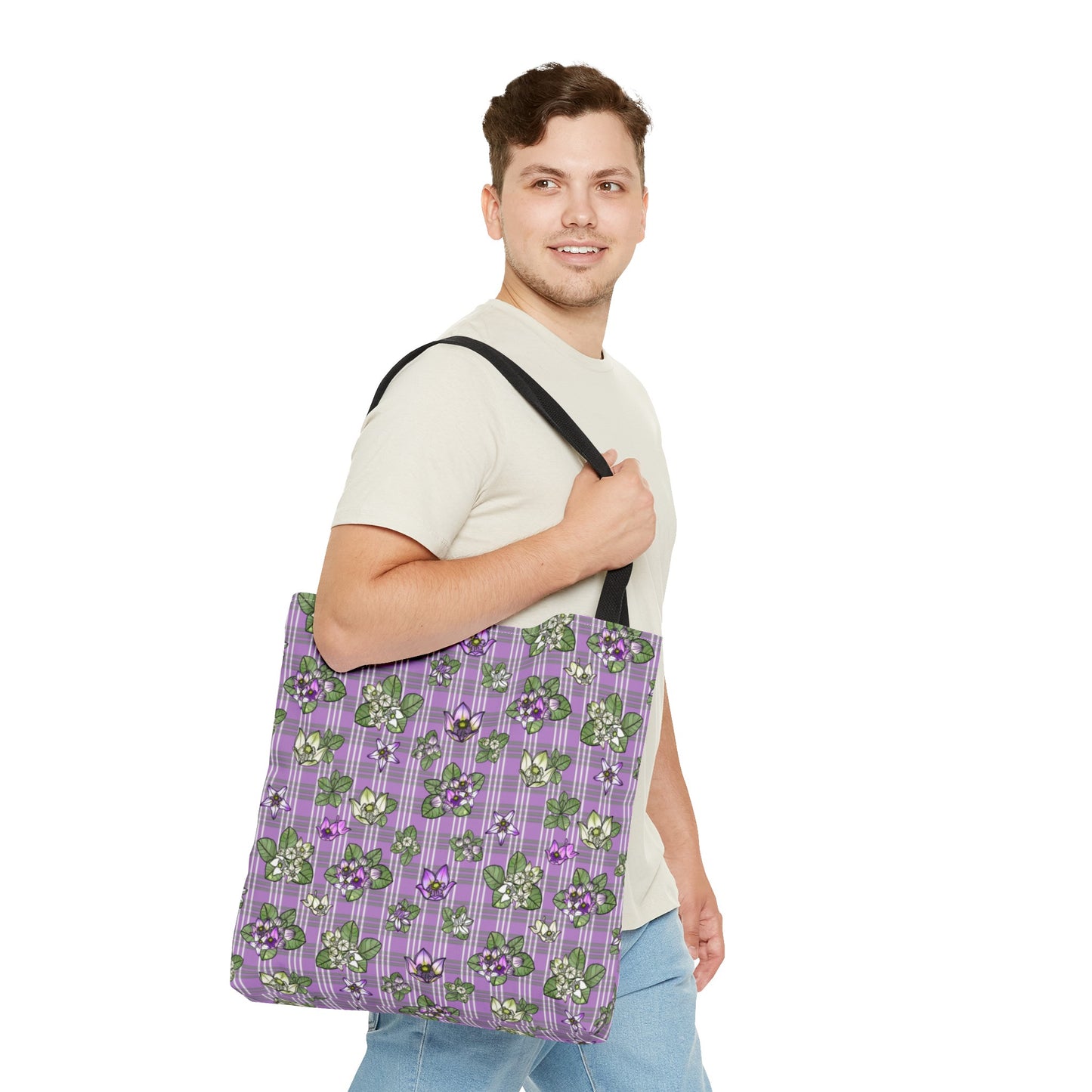 Pua Kalaunu and Palaka Hawaiian Print Tote Bag (purple)