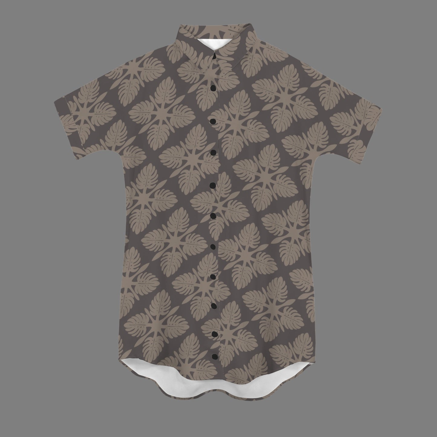 Nani 2.0 Dress in Monstera Kapa Kuiki - Taupe and Charcoal