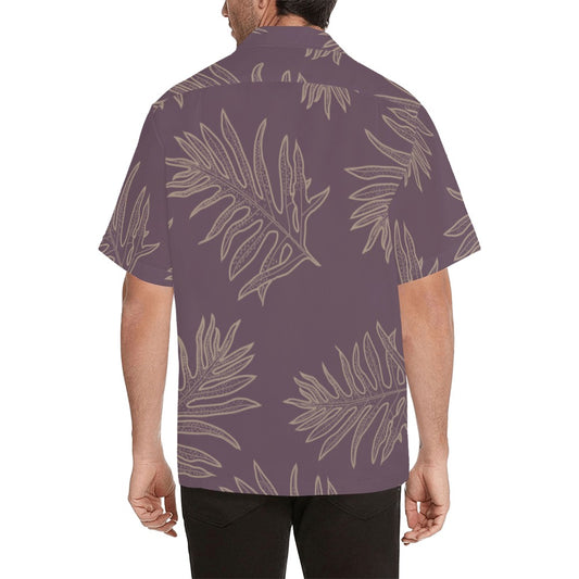 Lauaʻe Fern Hawaiian Print Menʻs Aloha Shirt - Lavender