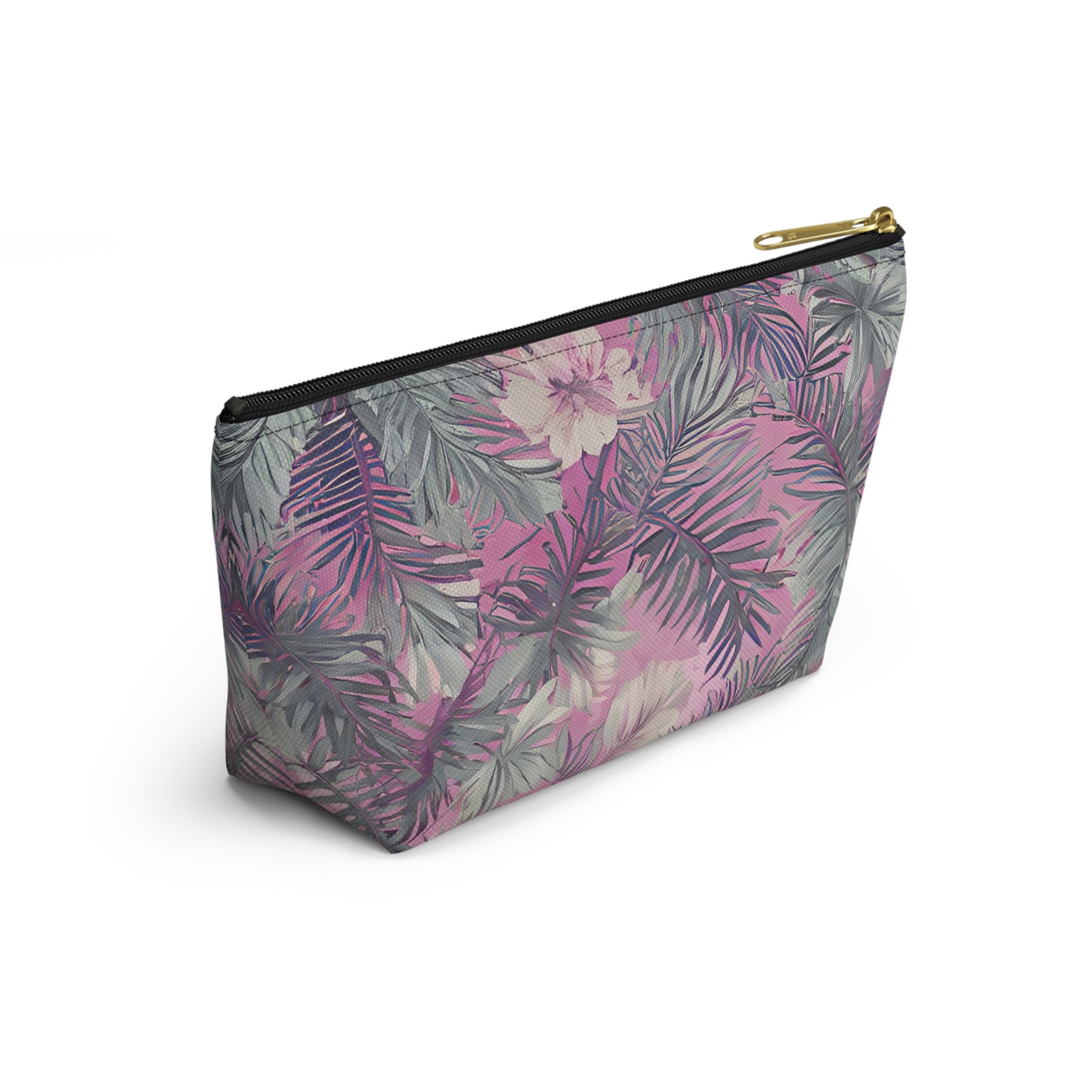 Hawaiian Tropical Print Soft Pink Tones - Accessory Pouch w T-bottom