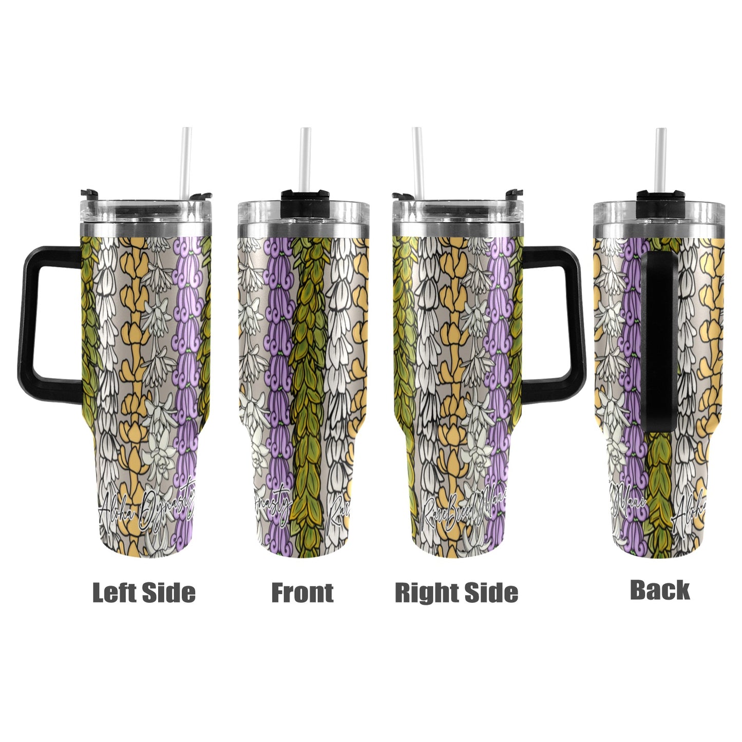 Hawaiian Lei 40oz Tumbler with Black Handle