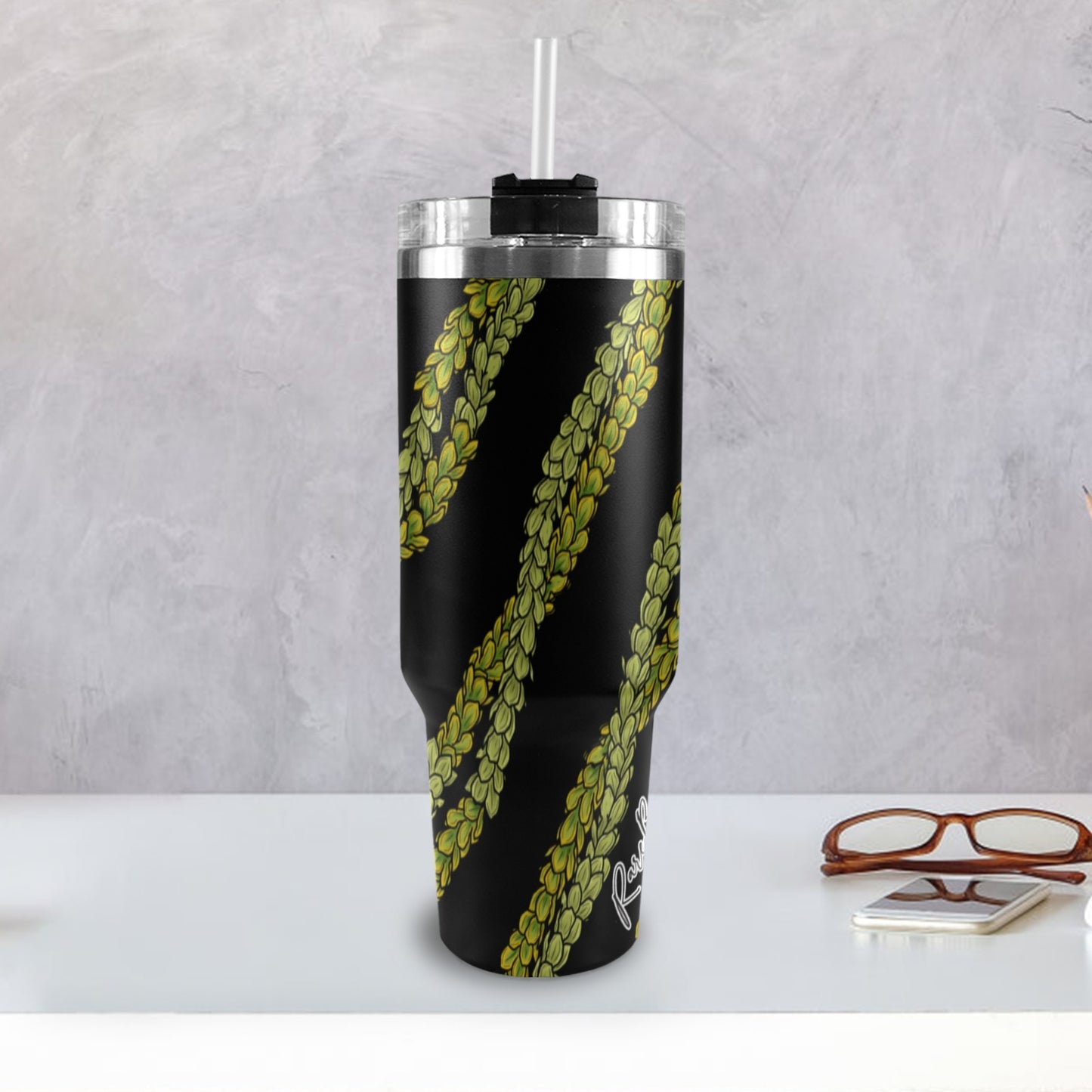 Pakalana Lei 40oz Tumbler - Black Handles