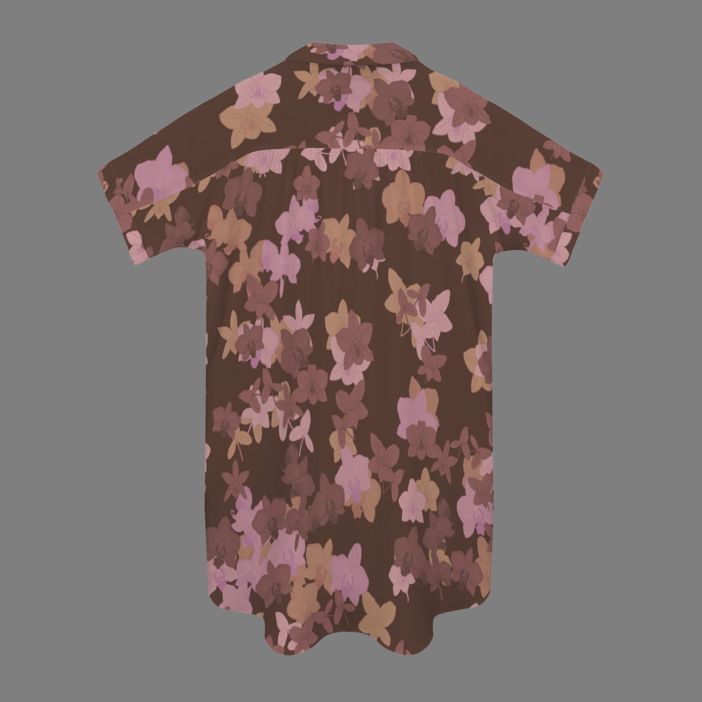 Nani 2.0 Button Down Dress - Orchid 'Okika Print in Brown and Pink