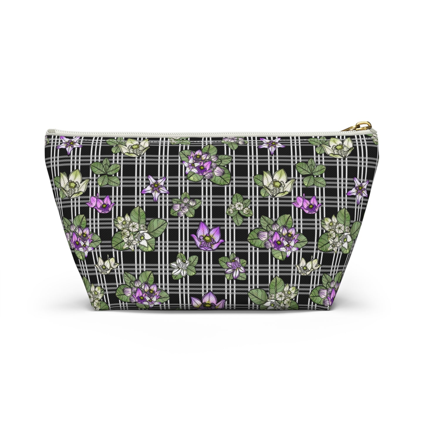 Pua Kalaunu and Palaka Hawaiian Print Accessory Pouch w T-bottom