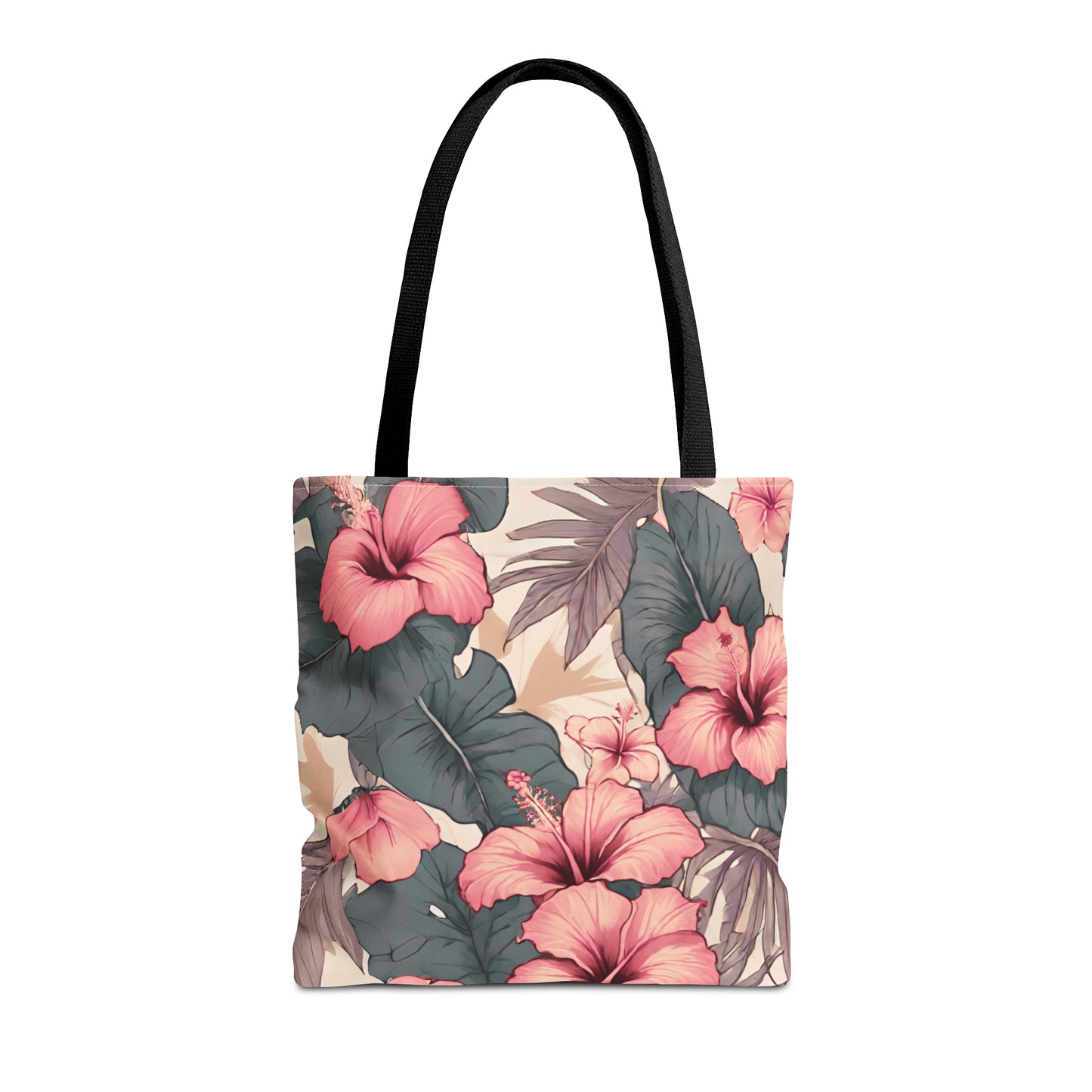 Hibiscus Tropical Hawaiian Print Tote Bag - Soft Tones