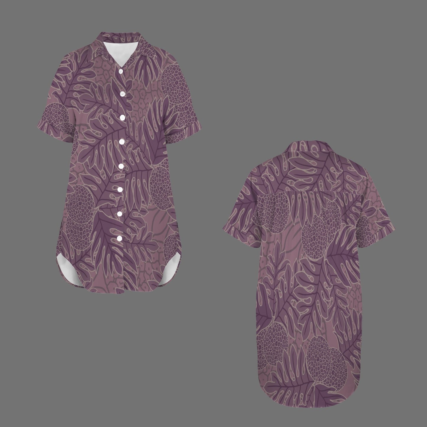 Nani Button Down Shirt Dress - Ulu Breadfruit Purple