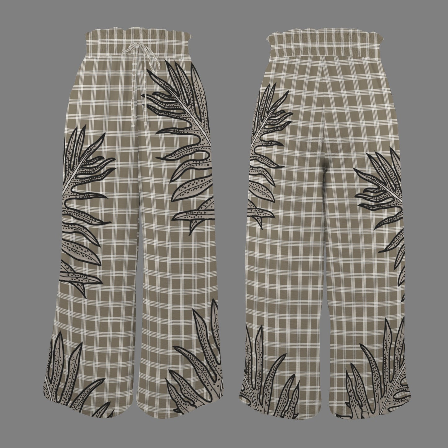 Makamae Elastic Waist Wide Leg Pants - Palaka and Laua'e in Taupe