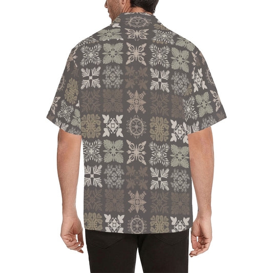 Hawaiian Kapa Kuiki - Menʻs Aloha Shirt, Taupe & Browns