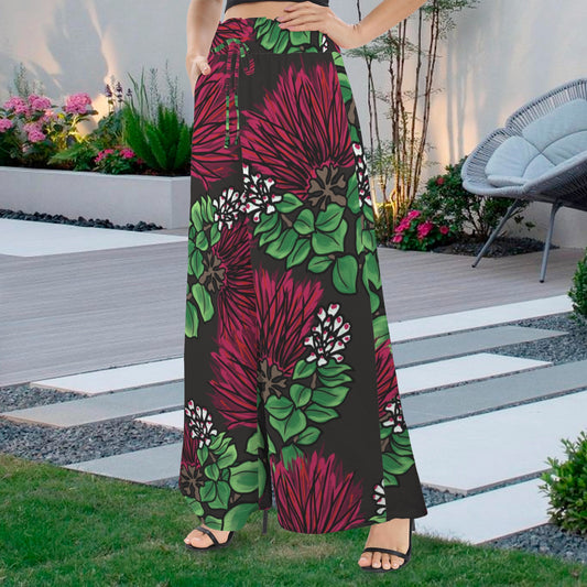 Makamae Ohia Lehua Elastic Waist Wide Leg Pants
