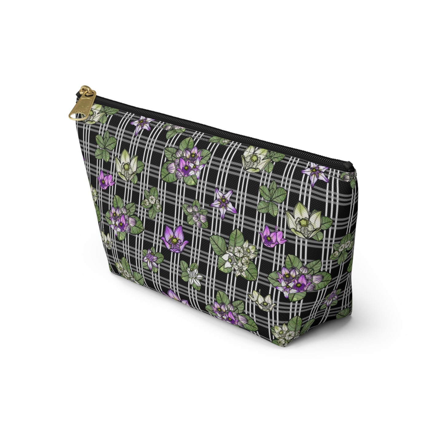 Pua Kalaunu and Palaka Hawaiian Print Accessory Pouch w T-bottom