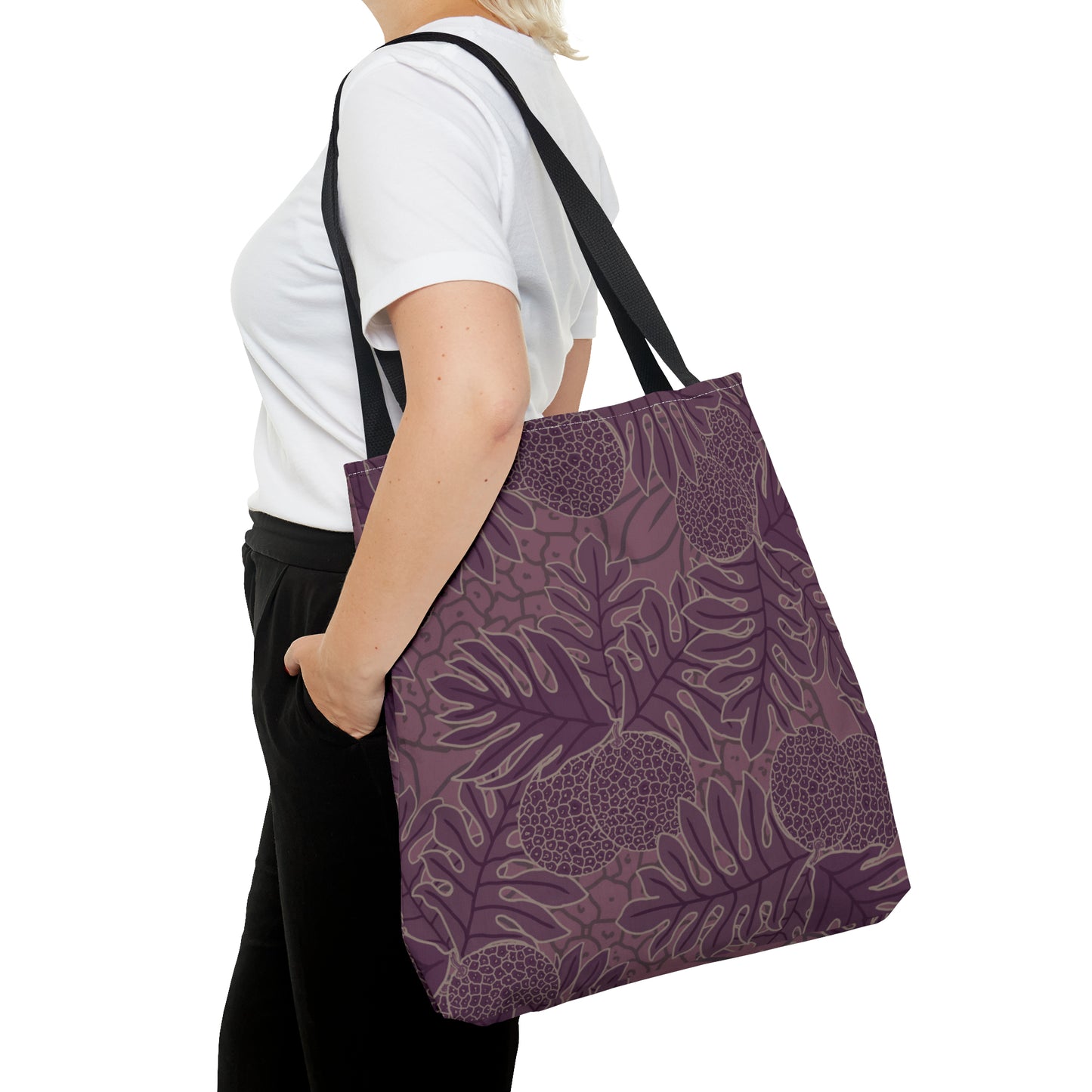Ulu Breadfruit Hawaiian Print Purple Tote Bag