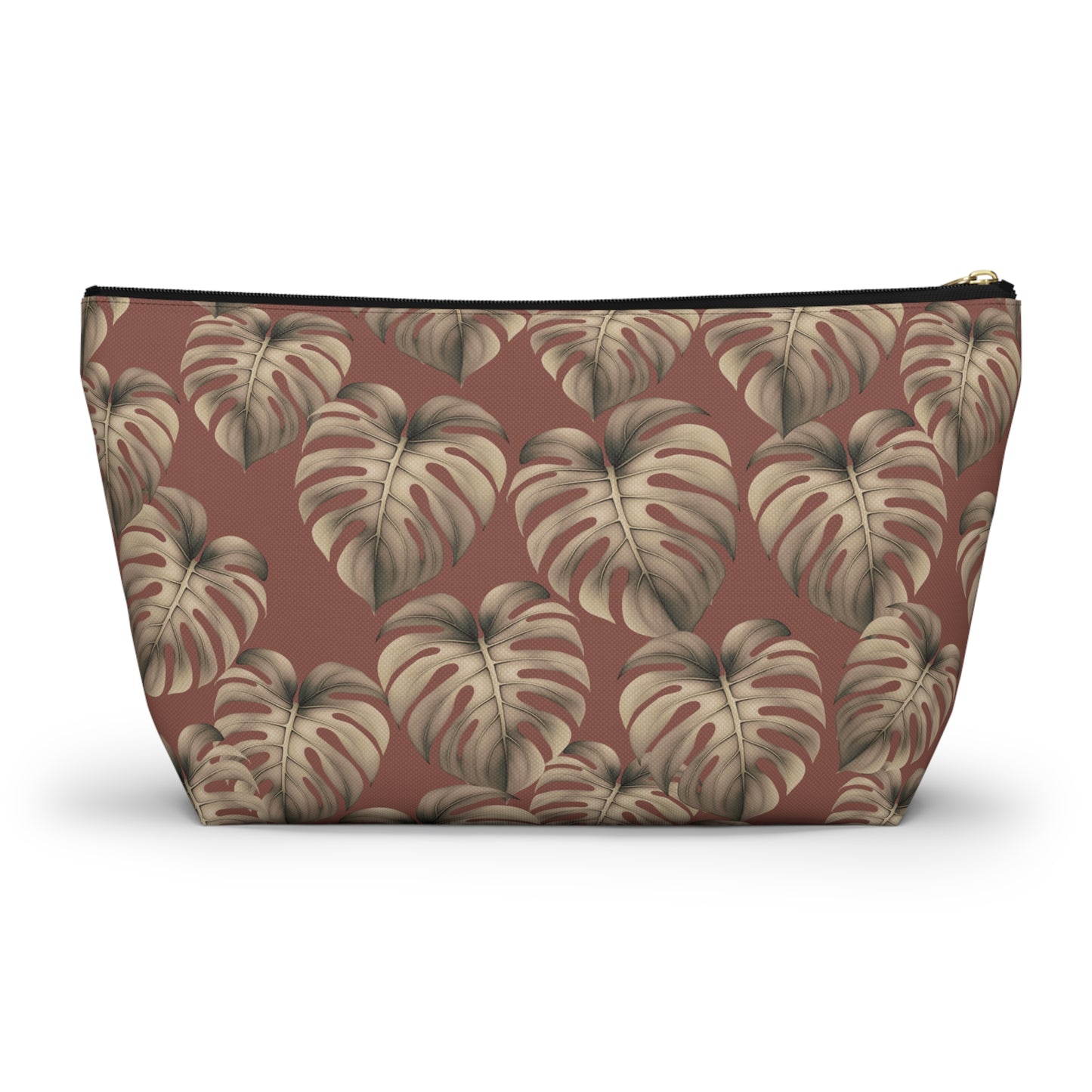 Monstera Mauve Hawaiian Print - Accessory Pouch w T-bottom